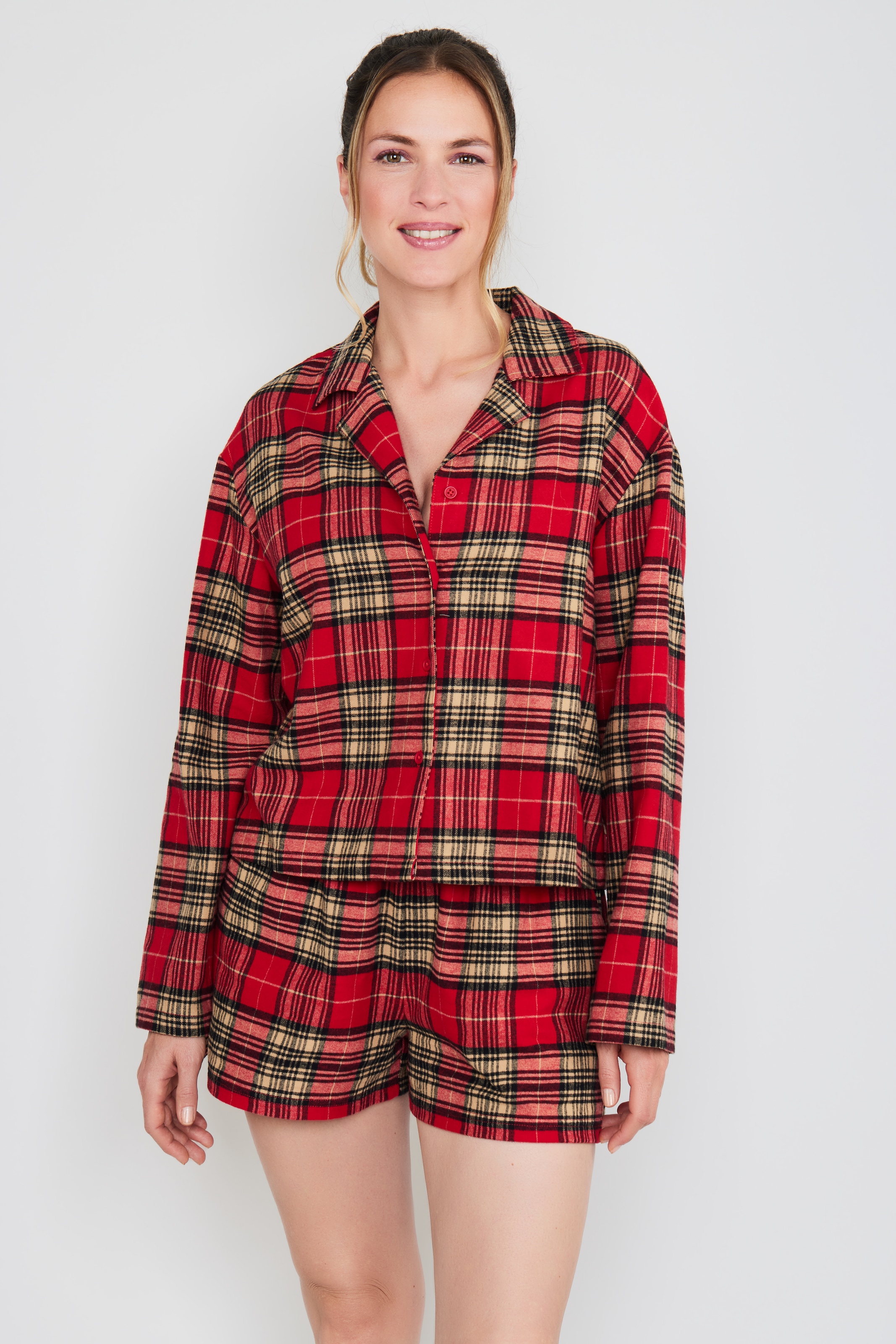 JOOP! Jeans Pyjamaoberteil »After Dark (JOOP! Jeans)« Karo-Design, Knöpfe, Langarm, Fleece-Qualität