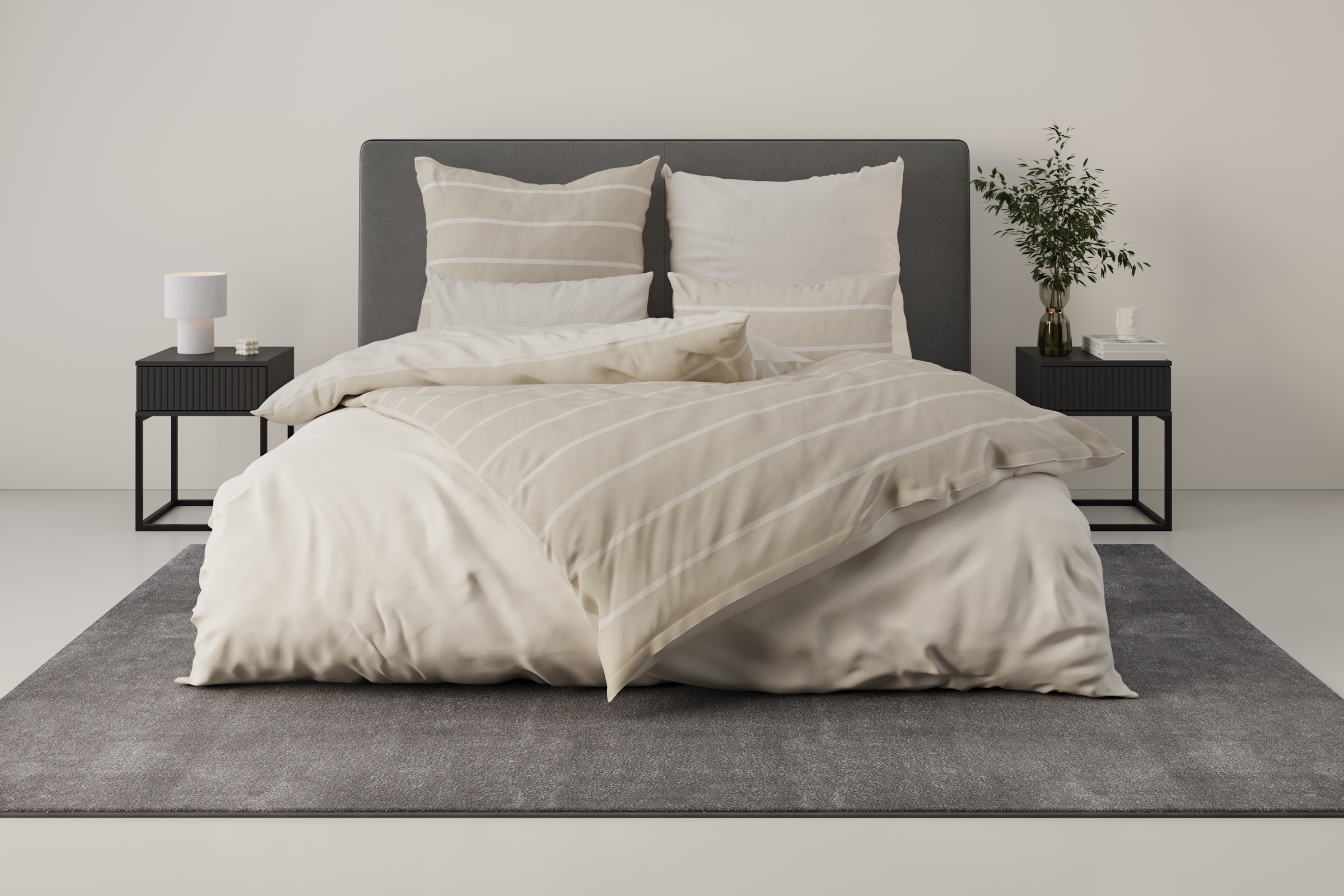 OTTO home Bettwäsche »Katja« 2 Stk. Bettwäsche aus Baumwolle, Bettwäsche mit Streifen-Design, Wendeoptik