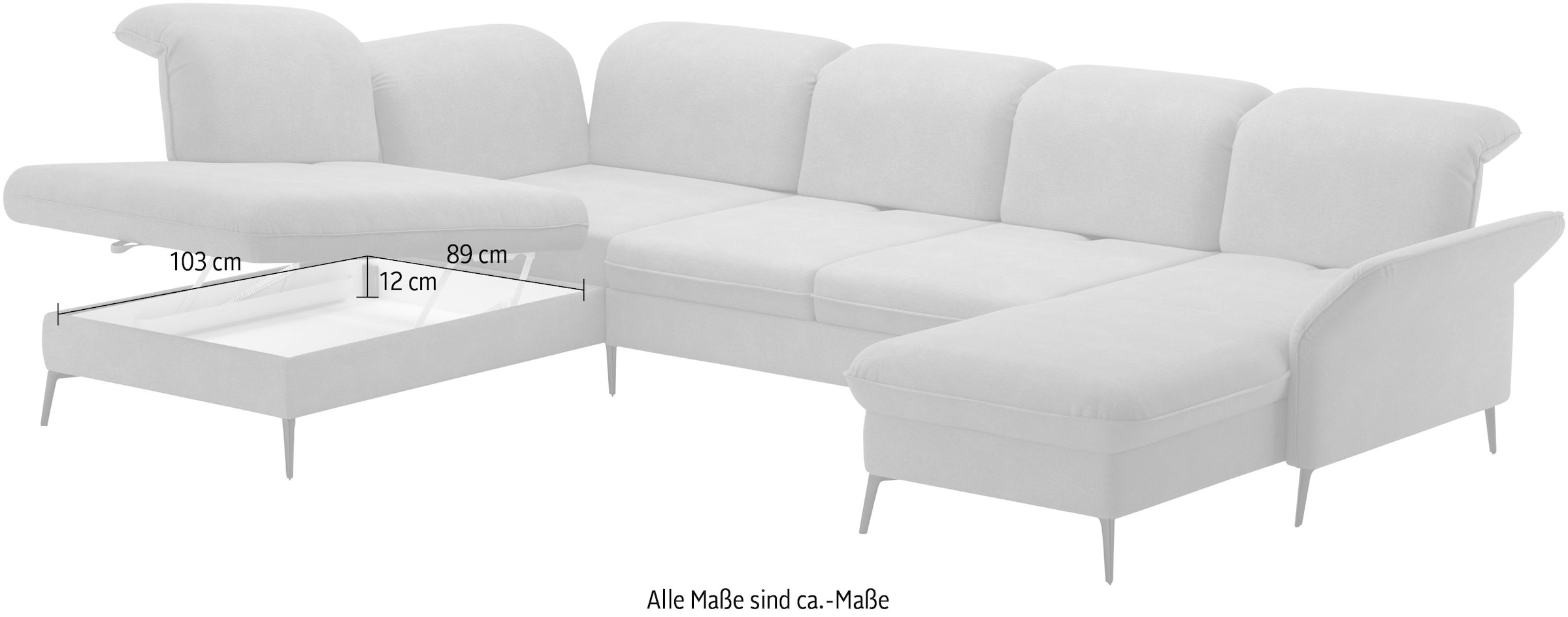 sit&more Wohnlandschaft »Emely, inkl. Sitztiefenverstellung«, wahlweise mit Bettfunktion,Bettkasten,Kopf- & Armteilverstellung