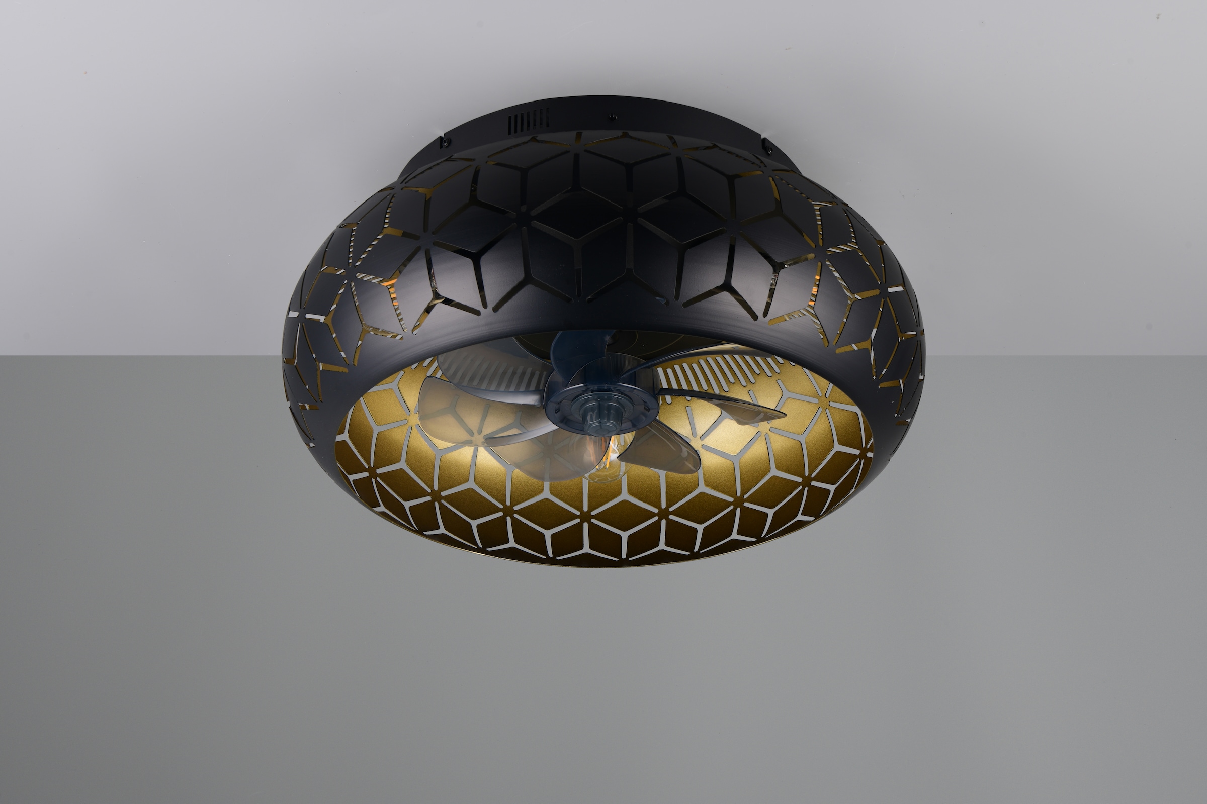 REALITY Leuchten Deckenleuchte »BIDAR mit Ventilator, Deckenventilator mit Licht inkl Fernbedienung« E27 1 Stk. warmweiß - kaltweiß 3 Geschwindigkeiten Timer Vor- & Rücklauf, exkl 3x E27 max 15W, Ø 50cm