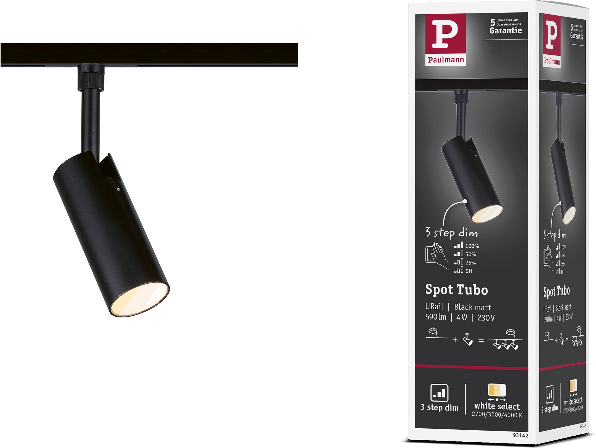 Paulmann Schienensystem-Leuchten »URail Spot Tubo 1x4W 2700-4000K 230V« LED-Modul 1 Stk. Farbwechsler 3-Step-Dim