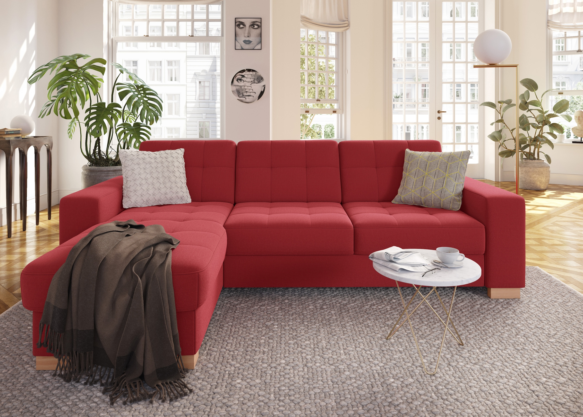 sit&more Ecksofa »Quincy L-Form«, wahlweise mit Bettfunktion und Bettkasten