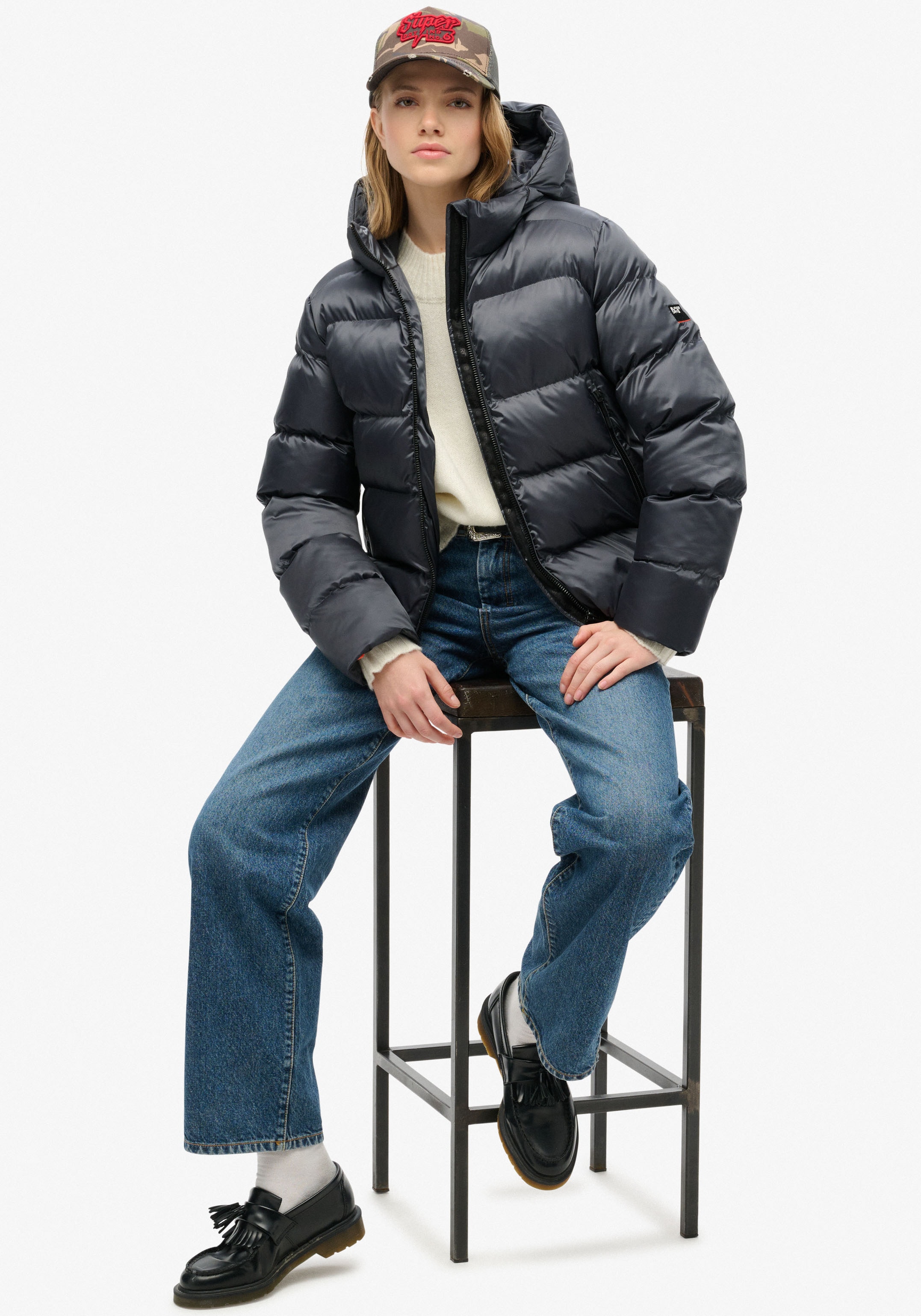 Superdry Steppjacke »HOODED LUXE SPORTS PUFFER«, mit Kapuze