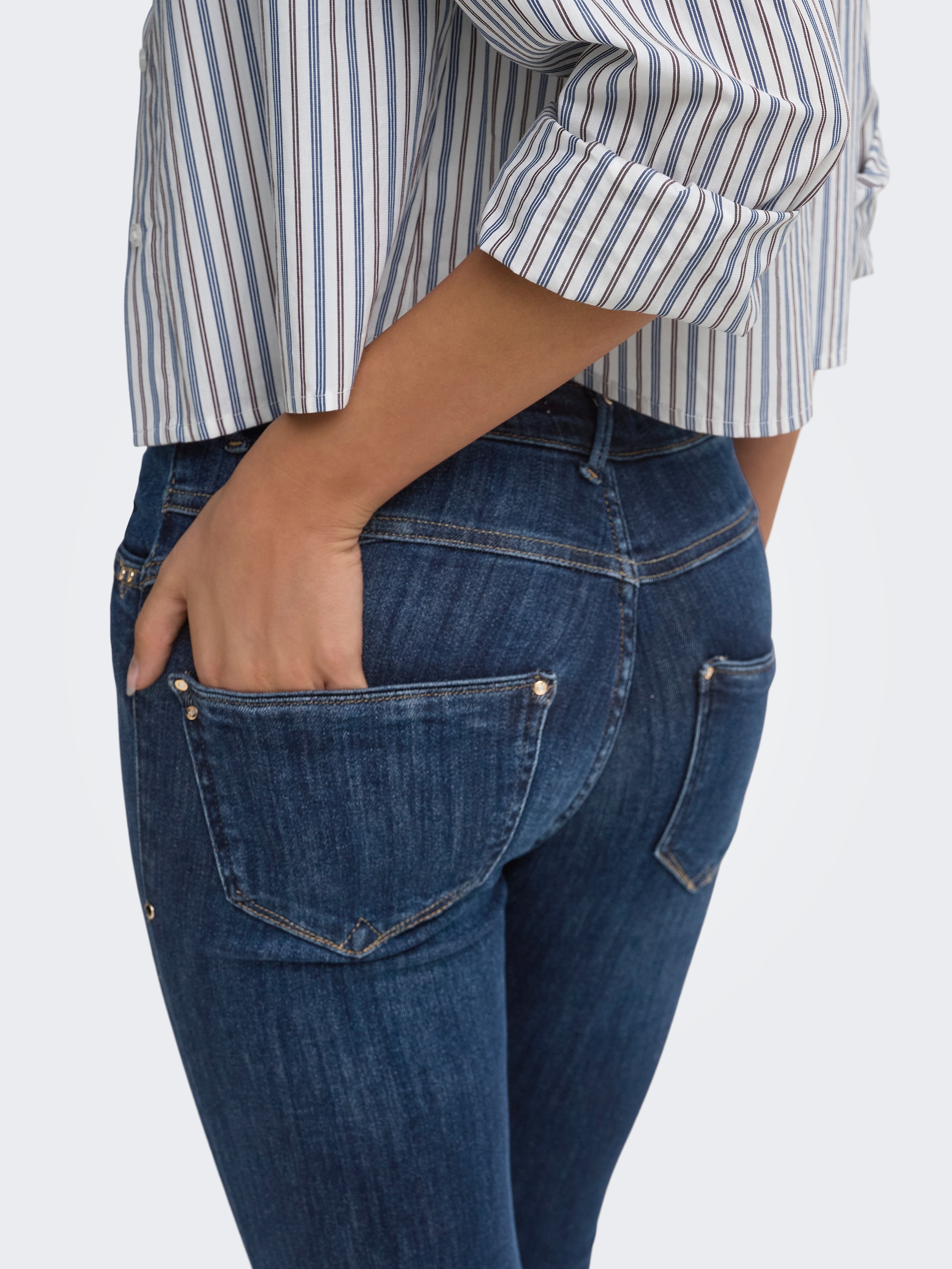 ONLY Skinny-fit-Jeans »ONLPOWER MID PUSH UP DET SK DNM« Baumwollmischung