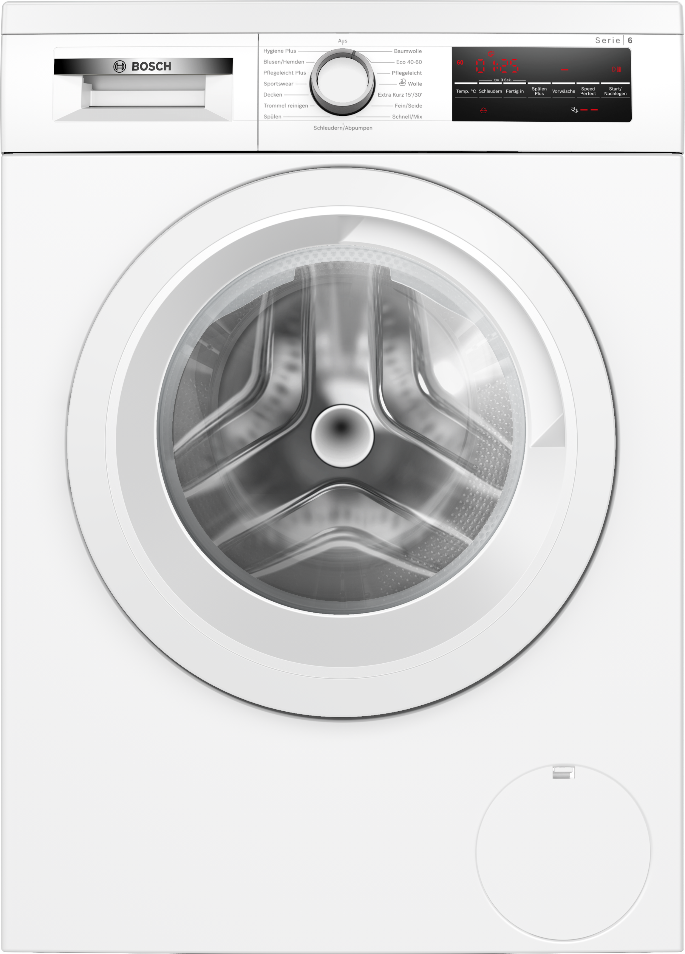 BOSCH, Waschmaschine Serie 6 »WUU28T22« 9 kg 1400 U/min Unterbaufähig, Speed Perfect:, Kurzprogramme, großes LED-Display, weiß, Eco Silence Drive : so