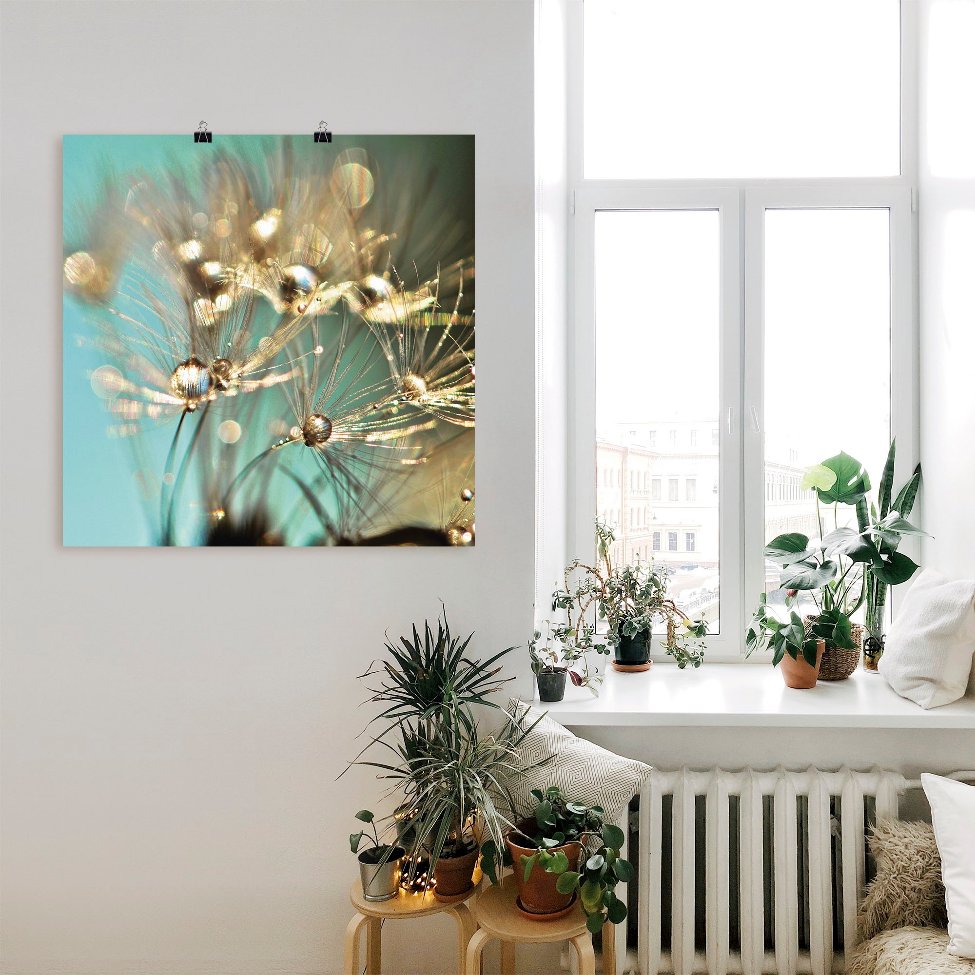 Artland Wandbild »Pusteblume glänzendes Gold« 1 Stk. tlg. als Alubild, Outdoorbild, Leinwandbild, Poster, Wandaufkleber