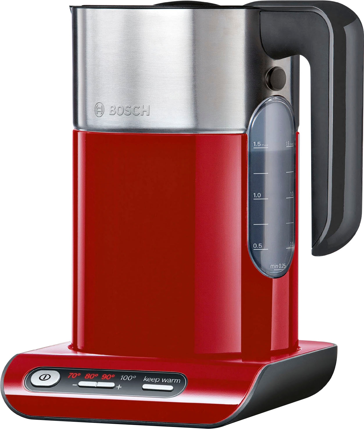 BOSCH, Wasserkocher »TWK8614P« 1, 5 l 2400 W, deep red/ black grey, Wasserkocher