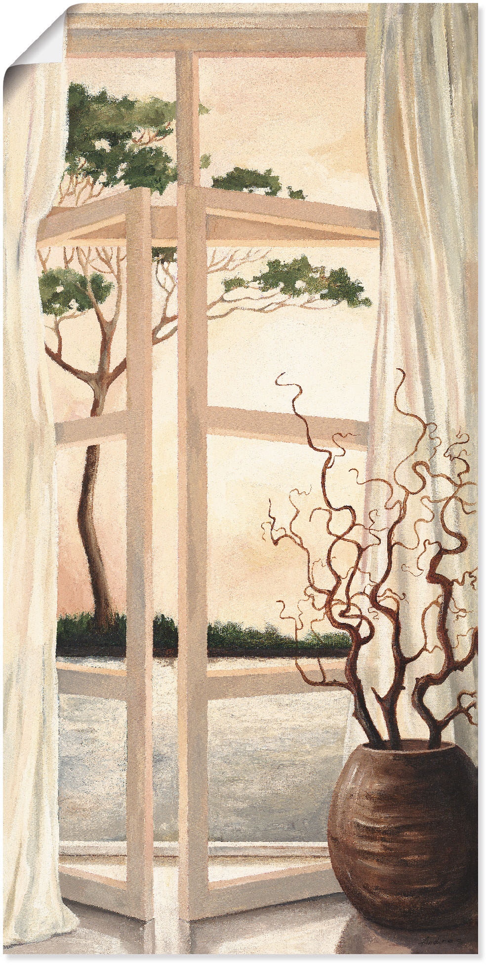Artland Wandbild »Fensterbild Toskanischer Sonnenuntergang«, Fensterblick,  (1 St.), als Alubild, Leinwandbild, Wandaufkleber oder Poster in versch.  Größen bequem kaufen