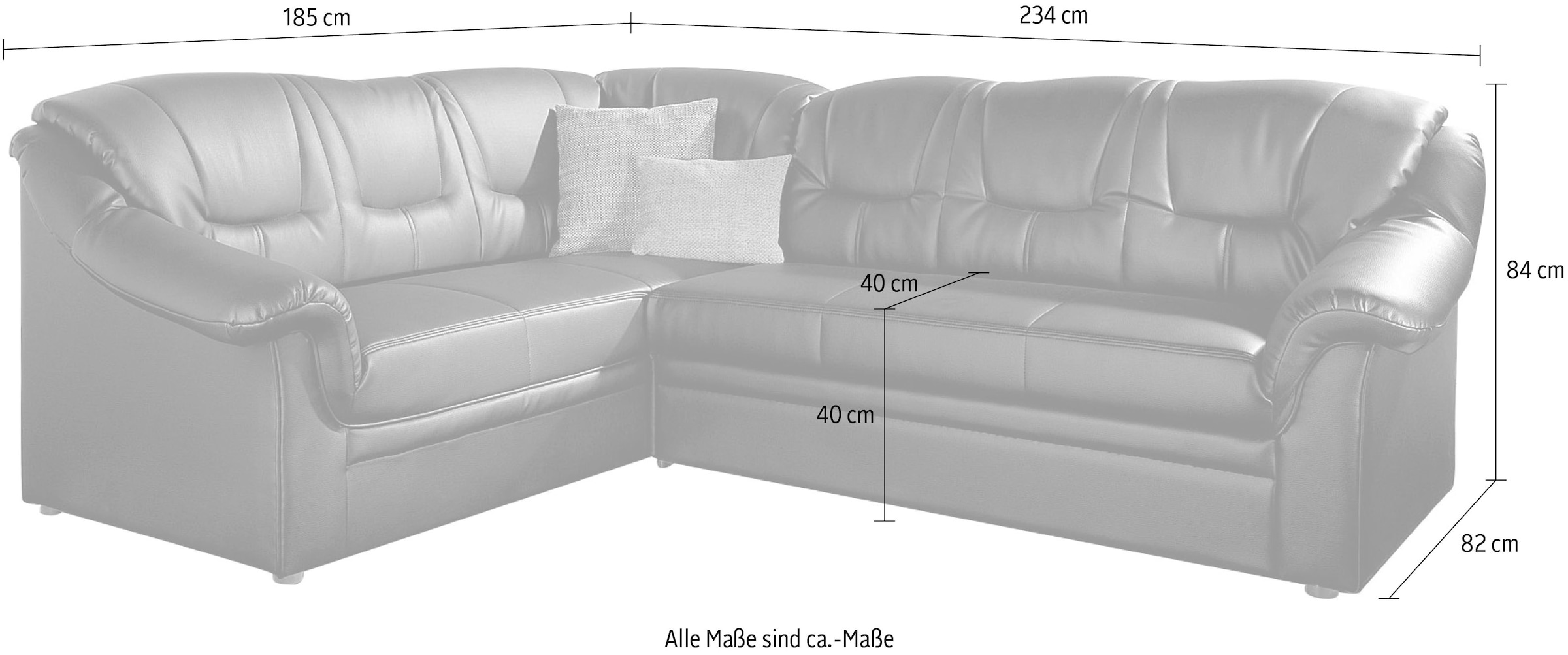 DOMO collection Ecksofa »Montana, zeitlose Rückensteppung, bequeme Armlehnen, L-Form«, wahlweise mit Bettfunktion