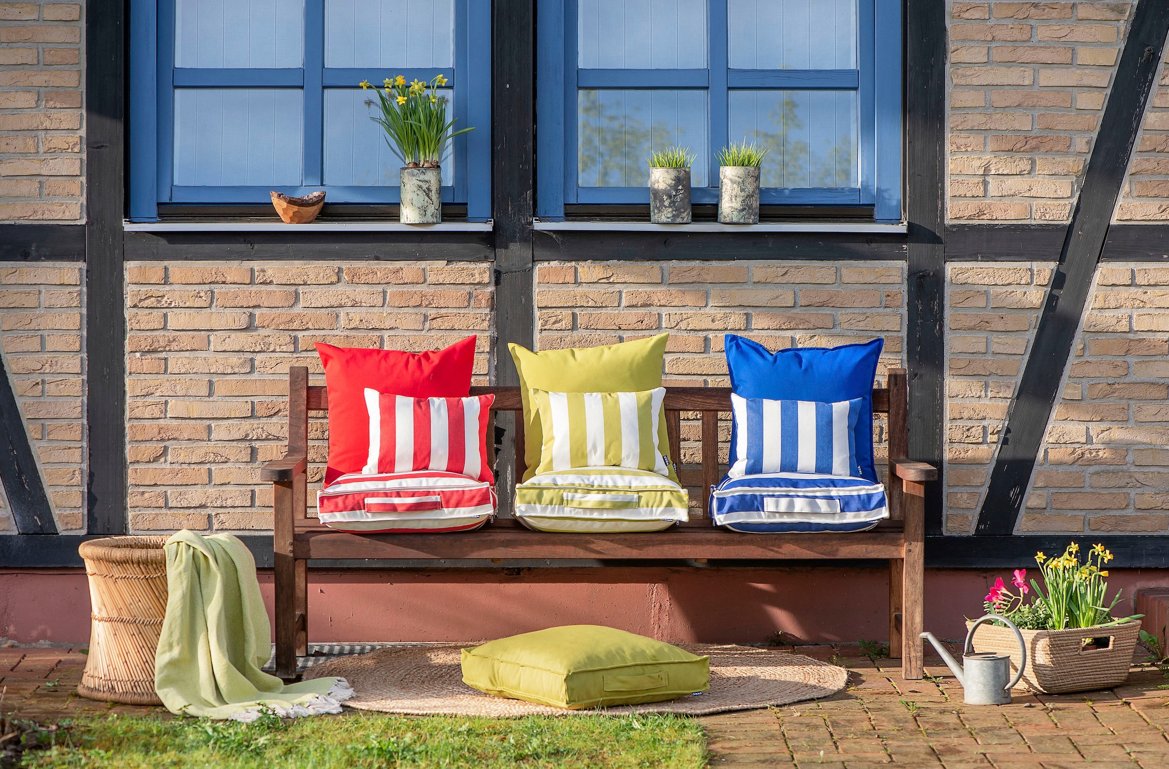 H.O.C.K. Dekokissen »Classic Streifen Outdoor«, Kissenhülle mit Füllung, 1 Stück, wasserabweisend