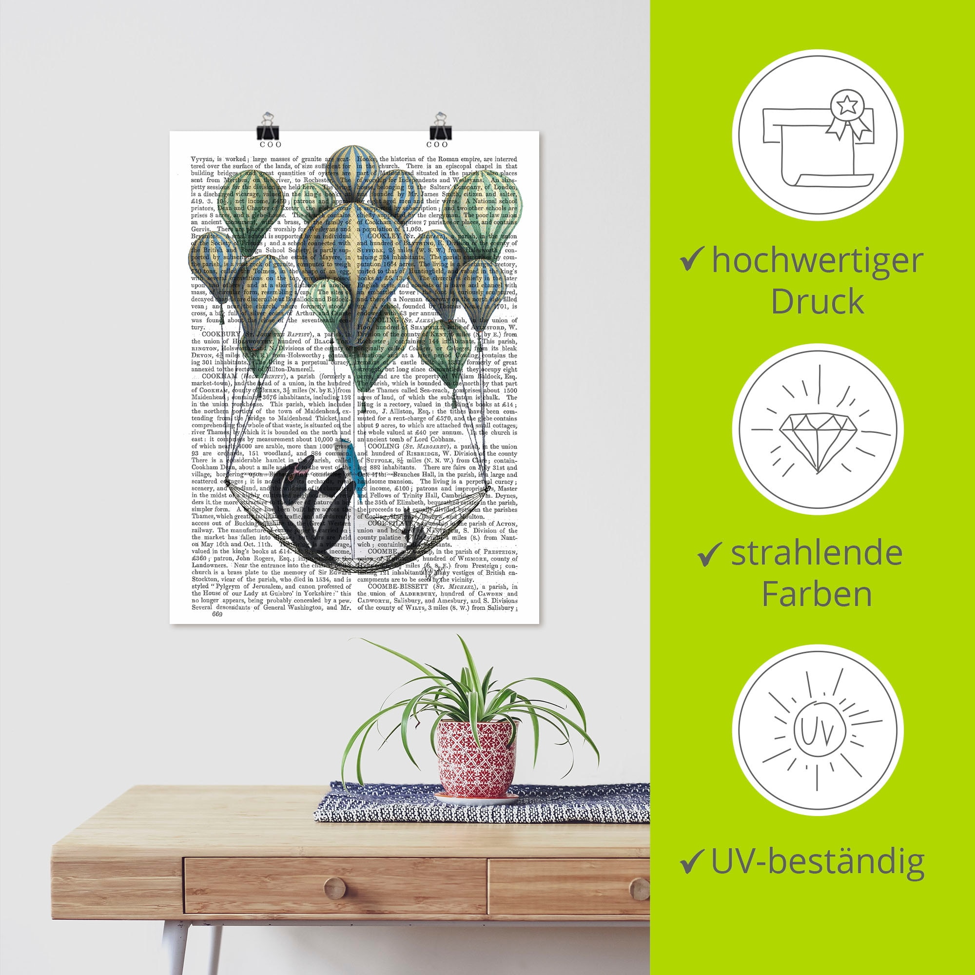 Artland Wandbild »Pinguin in Schwebehängematte«, Vögel, (1 St.), als Poster in verschied. Größen