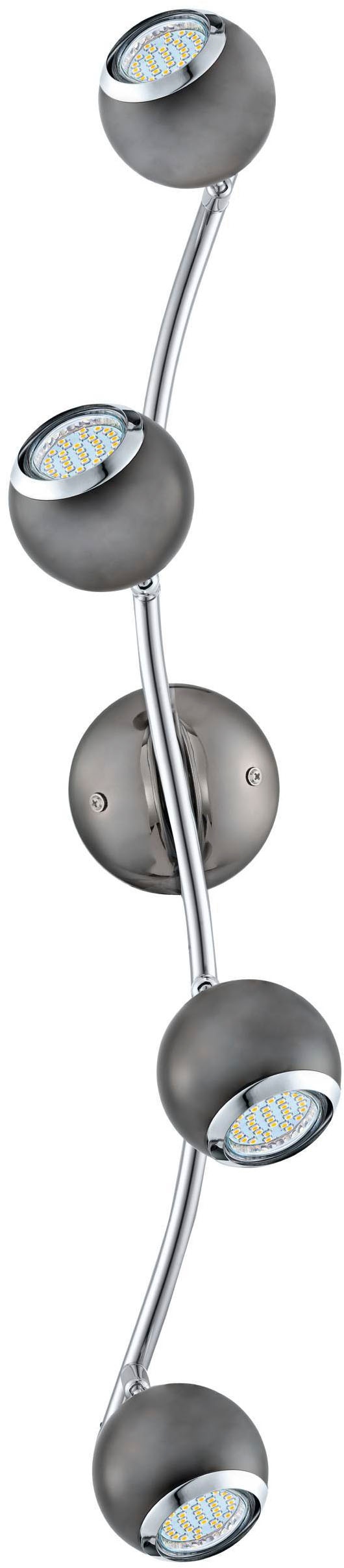 EGLO Deckenleuchte »Bimeda Deckenlampe, Flurlampe, Deckenstrahler aus Metall, GU10, Lampe« GU10 1 Stk. Warmweiß Spot - L64 x B10 cm - nickel-nero, chrom - 4X2,8W inkl.