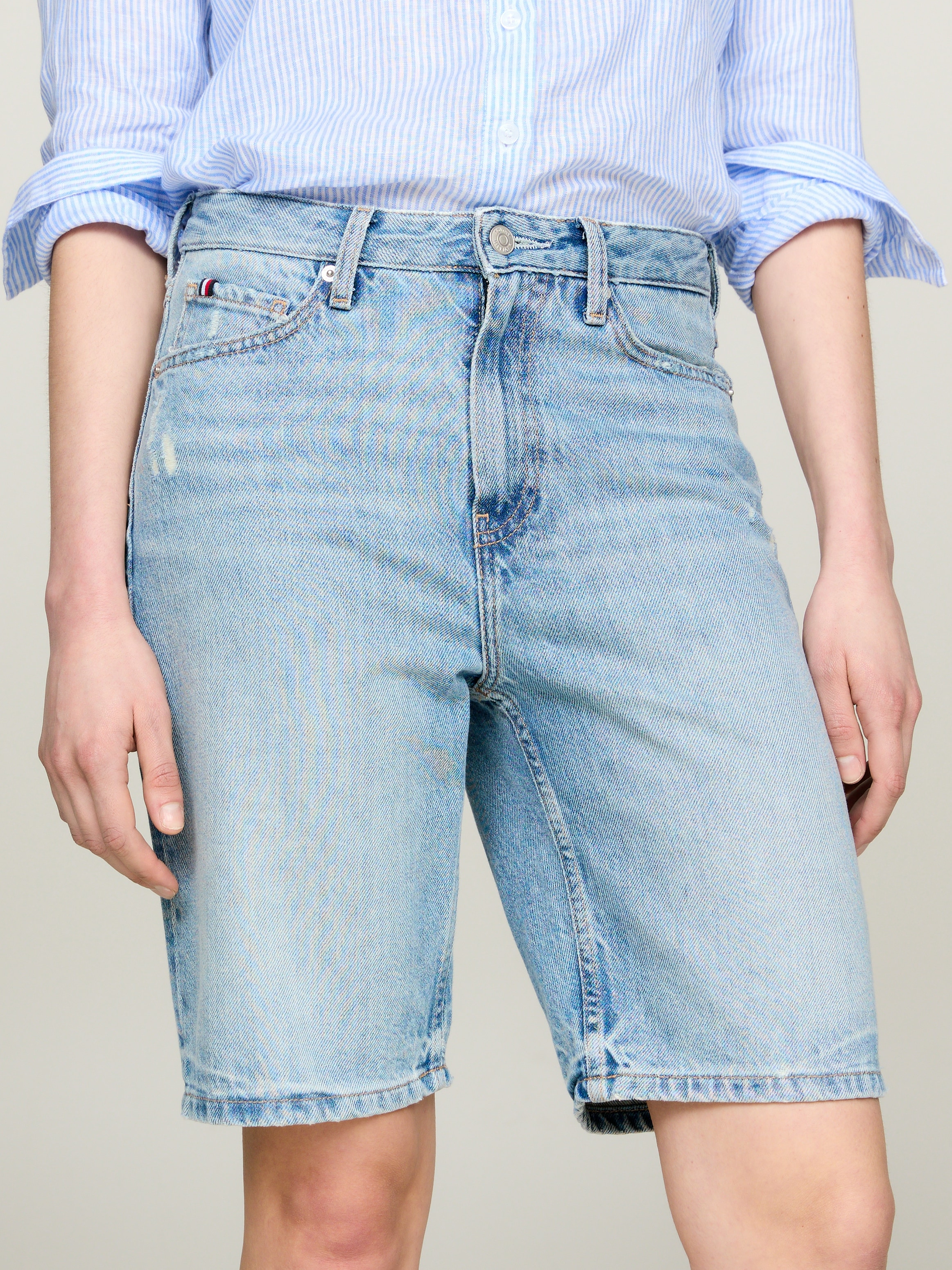 Tommy Hilfiger Shorts »DNM SLIM SHORT HW ASH WRN«, in heller Waschung