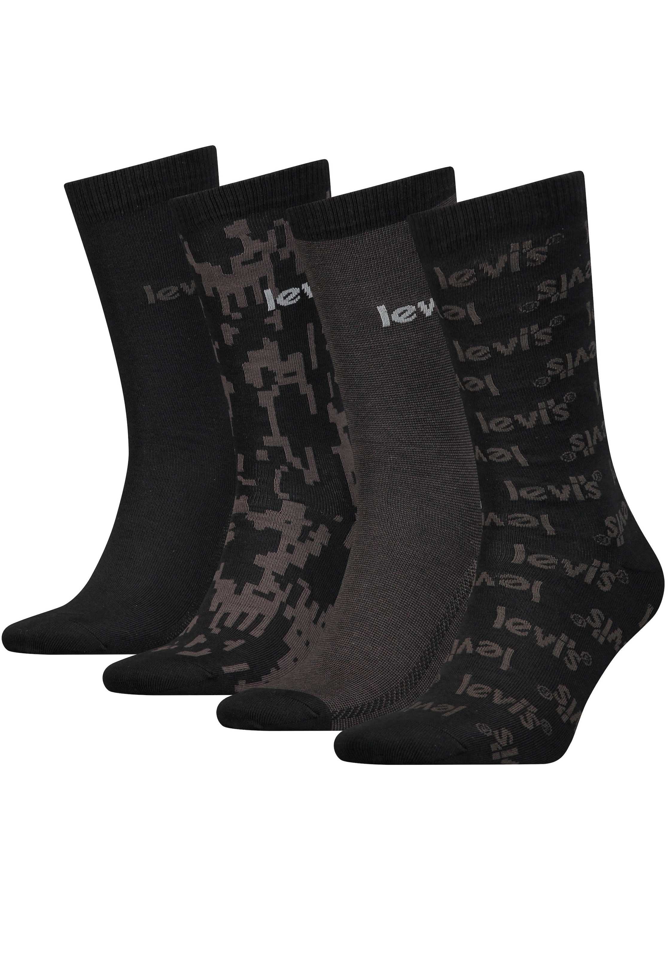 Socken, (Packung, 4 Paar), Gemustert, Logostickerei allover, meliert