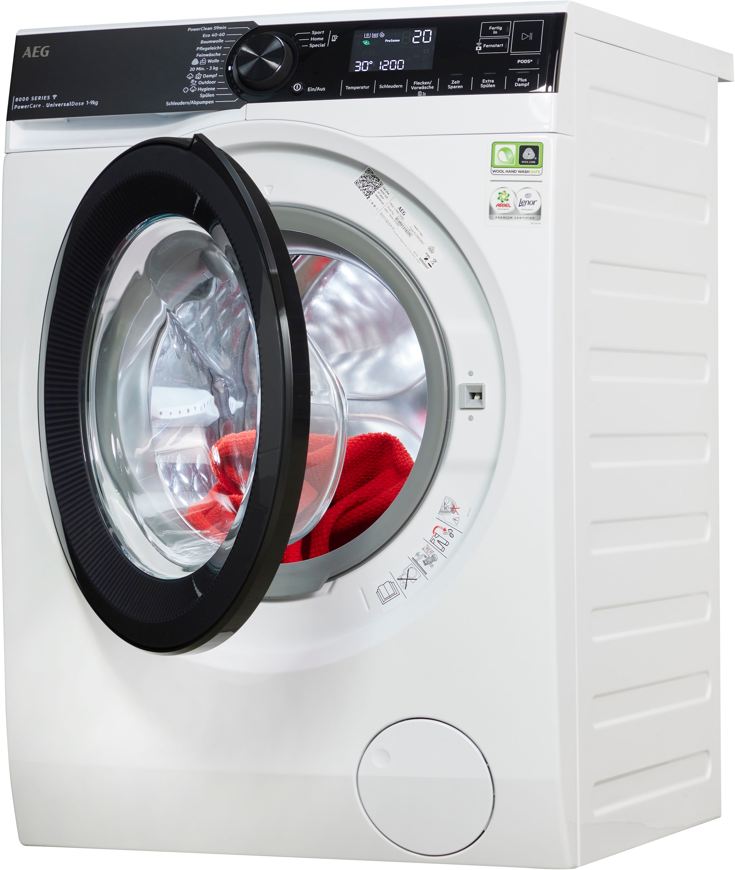 AEG Waschmaschine »LR8E75490«, nur & Min. in PowerClean - bei Jahren 59 LR8E75490, kg, Garantie Fleckenentfernung 9 U/min, Wifi 1400 8000 30 PowerCare, °C mit XXL 3