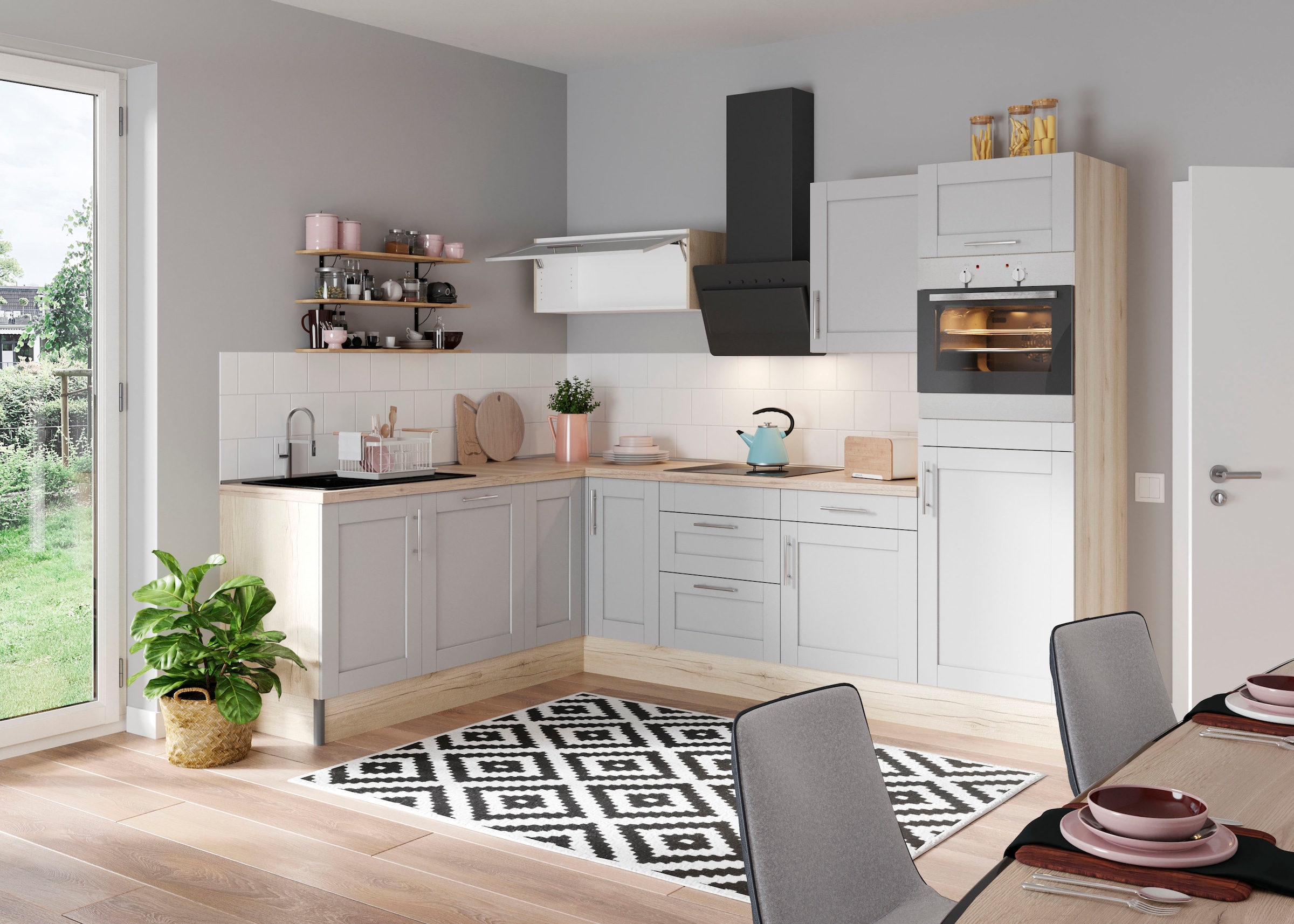 KOCHSTATION Küche »KS-Ahus«, 200 x 270 cm breit, wahlweise mit E-Geräten, Soft Close Funktion