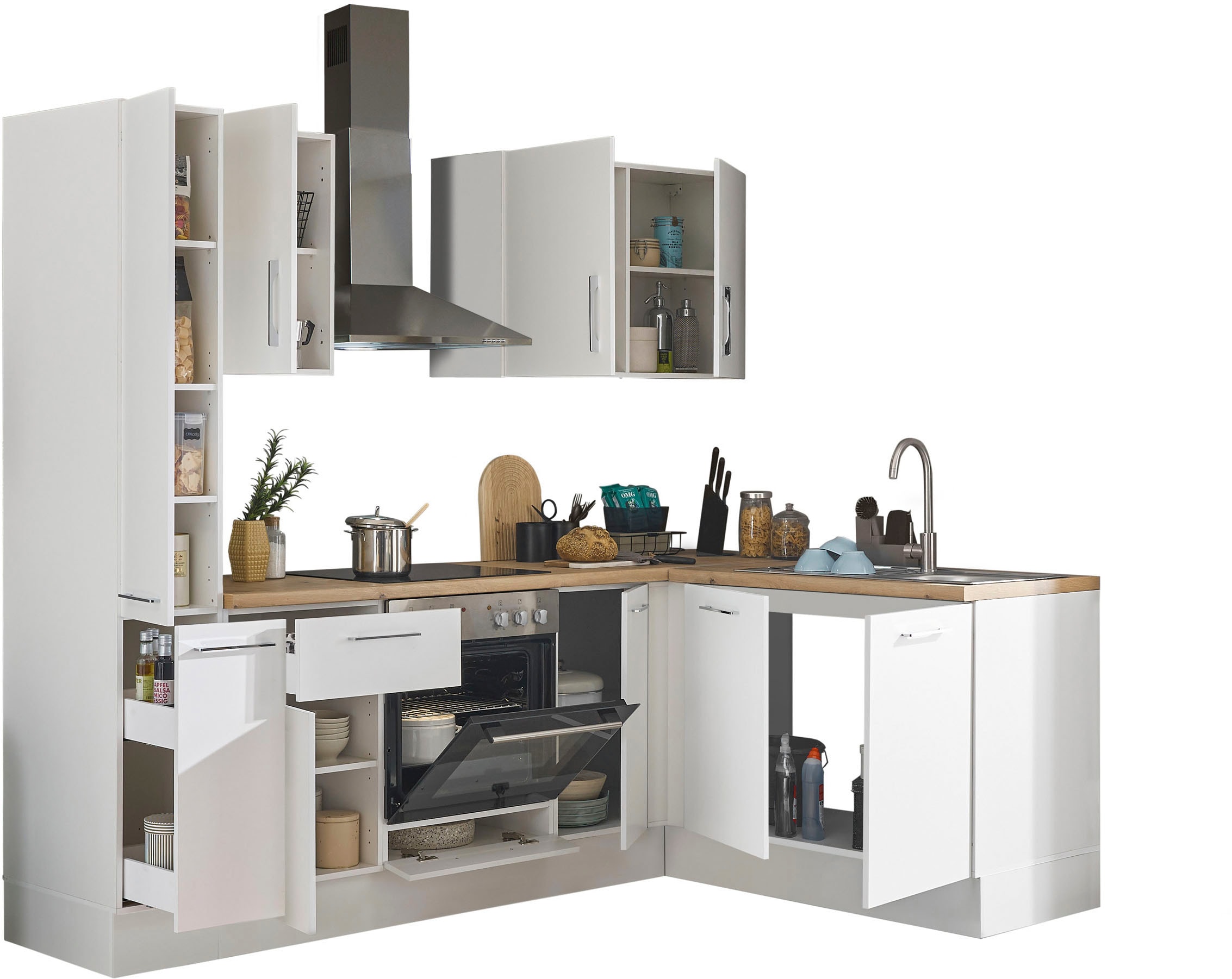 BASIC by Balculina Winkelküche »Turin«, Stellbreite 240x175 cm, wahlweise mit E-Geräten