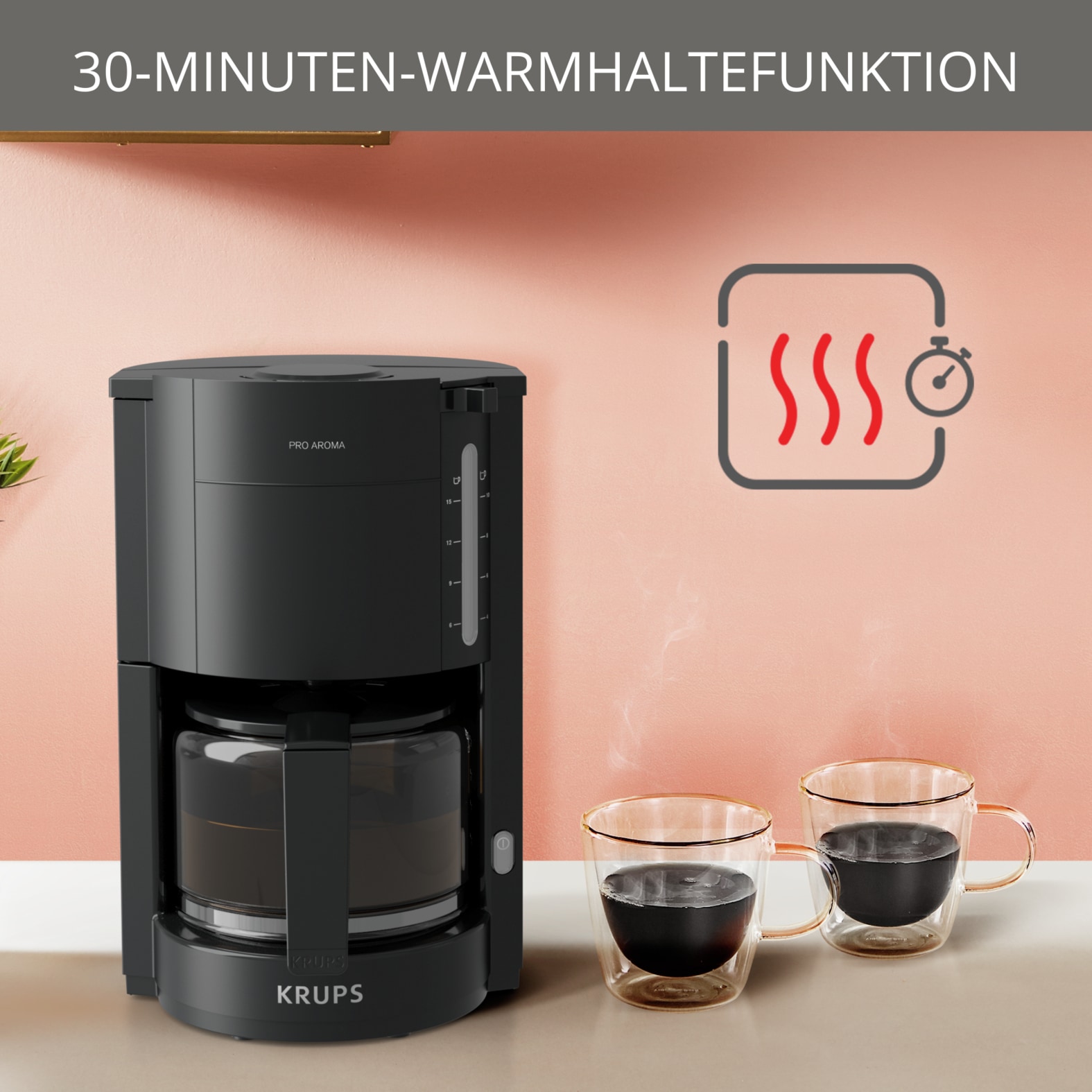 Krups Filterkaffeemaschine »F30908 Pro Aroma« 1,25 l Kaffeekanne mit Glaskanne, 1,25L Füllmenge, 10-15 Tassen, 1050W