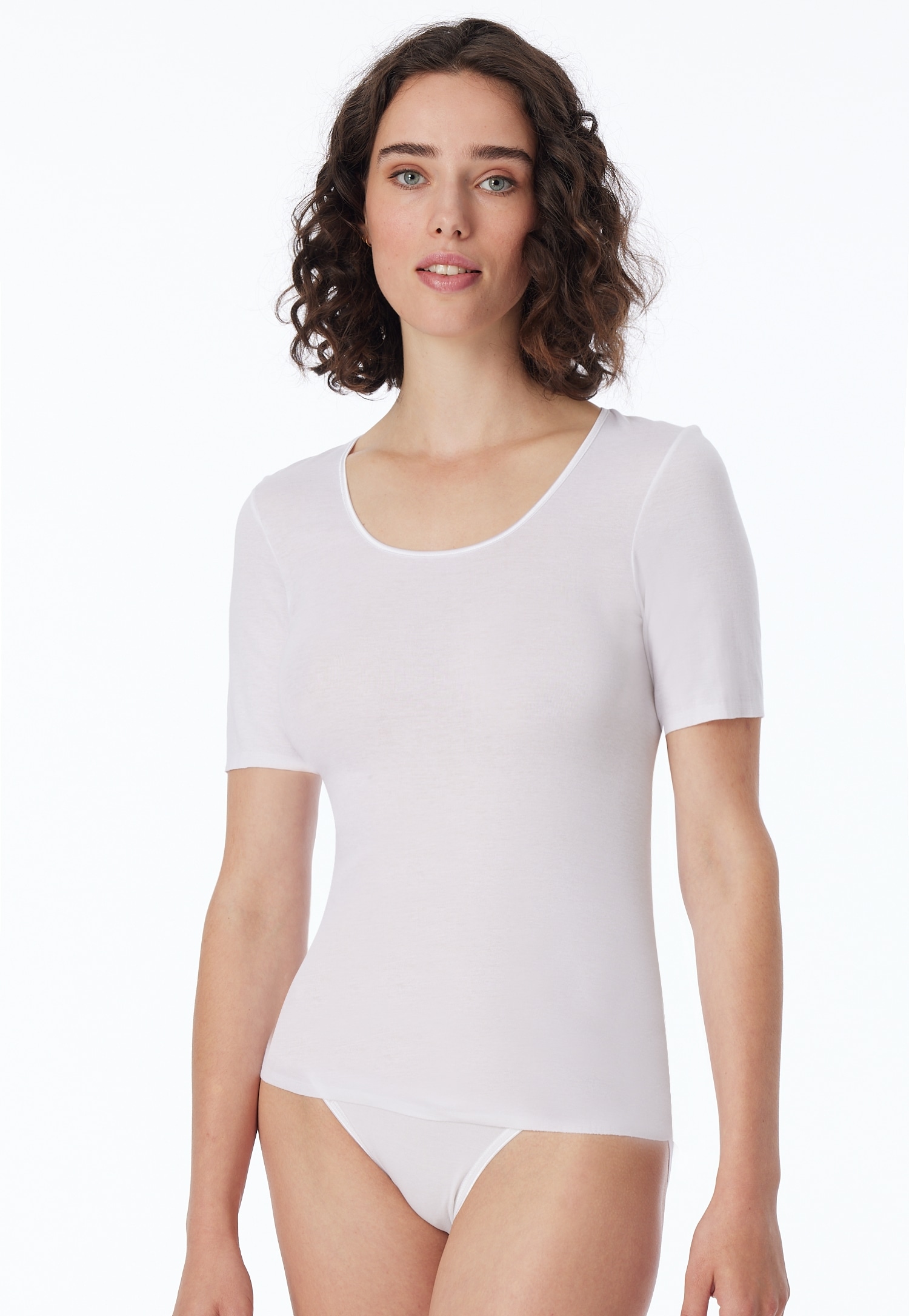 Schiesser Kurzarmshirt »Luxury« Rundhals-Ausschnitt, 1/2-Arm, Baumwolle, ohne störende Seitennähte