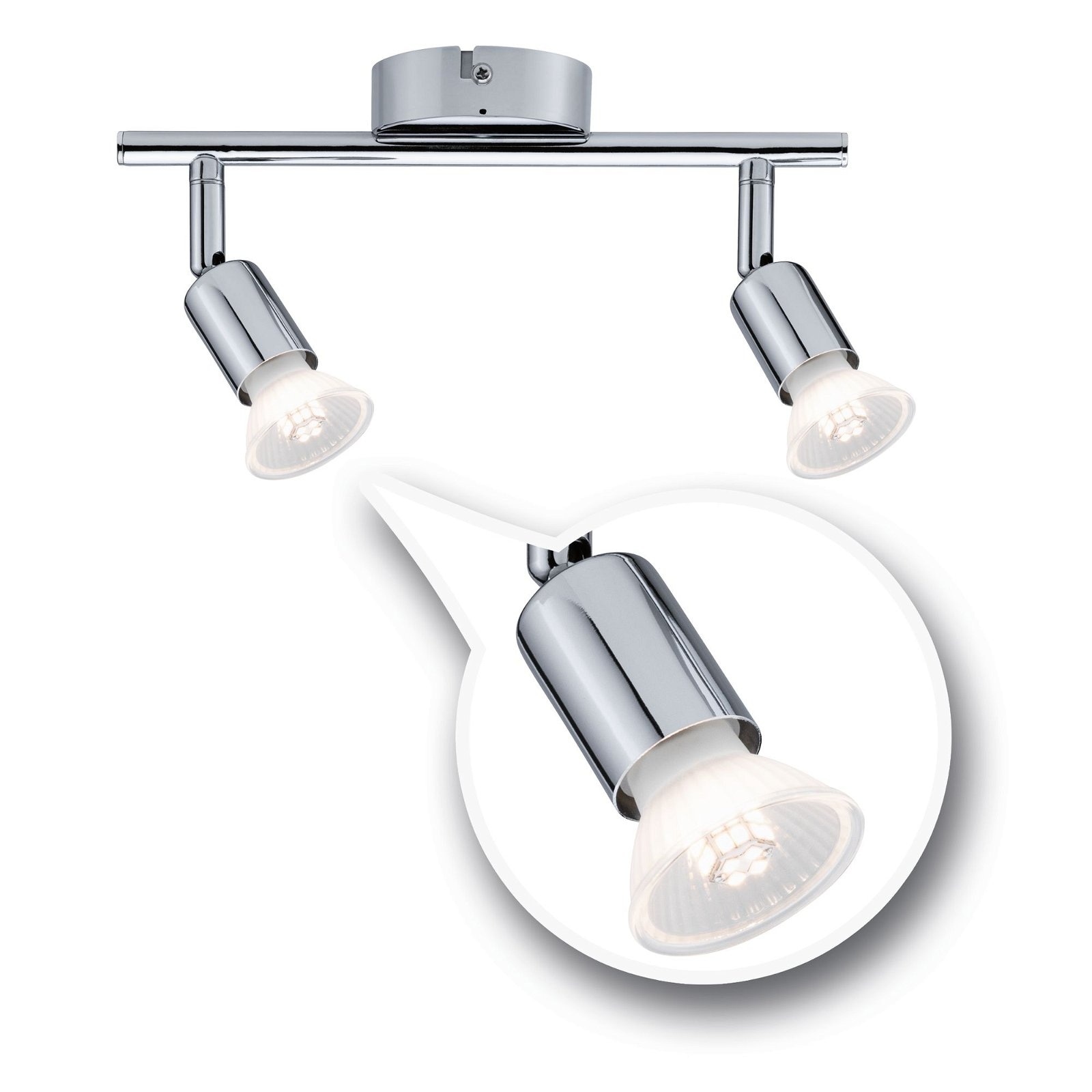Paulmann Deckenleuchte »Carolina«, 2 flammig, Leuchtmittel GU10 | ohne Leuchtmittel, Spotlight IP44 max. 2x10W Chrom 230V Metall, GU 10