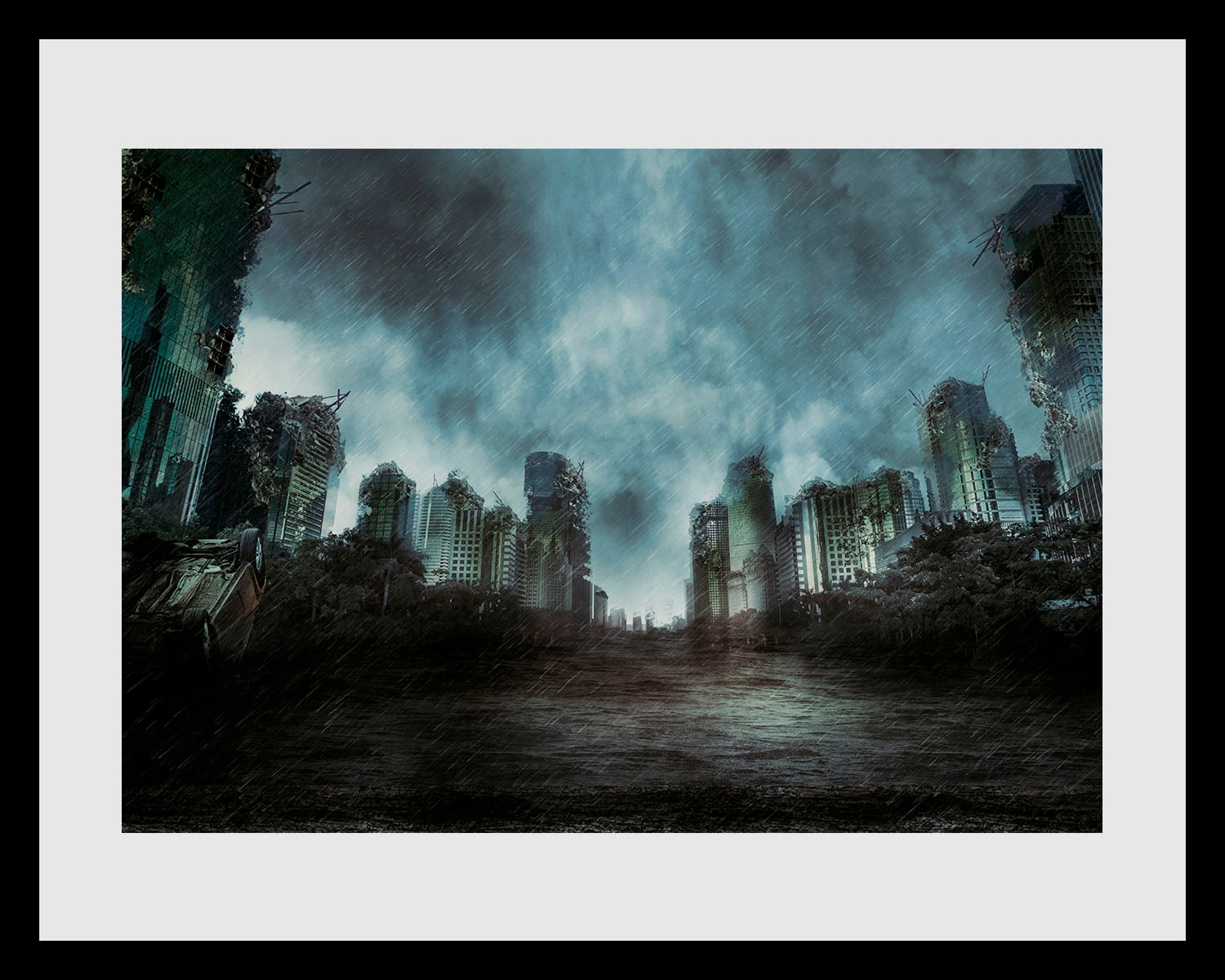 queence Bild »Apokalypse« Gebäude | Stadt | Städte | Wolken 1 Stk. tlg. HD Premium Poster-Druck inkl. Holzrahmen