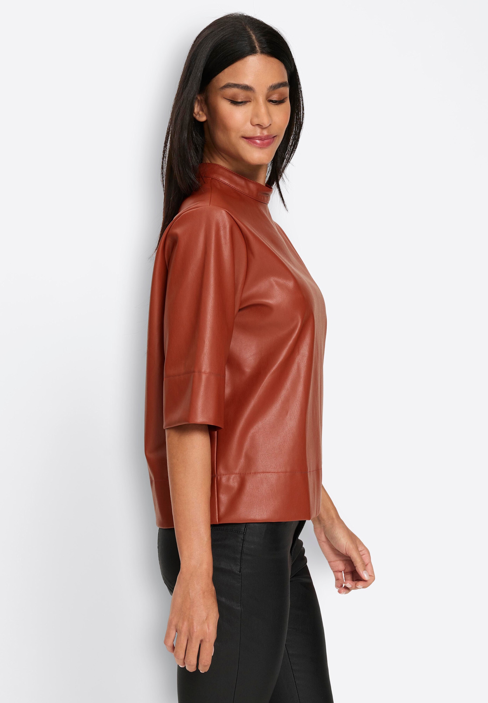 heine Klassische Bluse »Lederimitat-Bluse Kurzarm-Bluse«