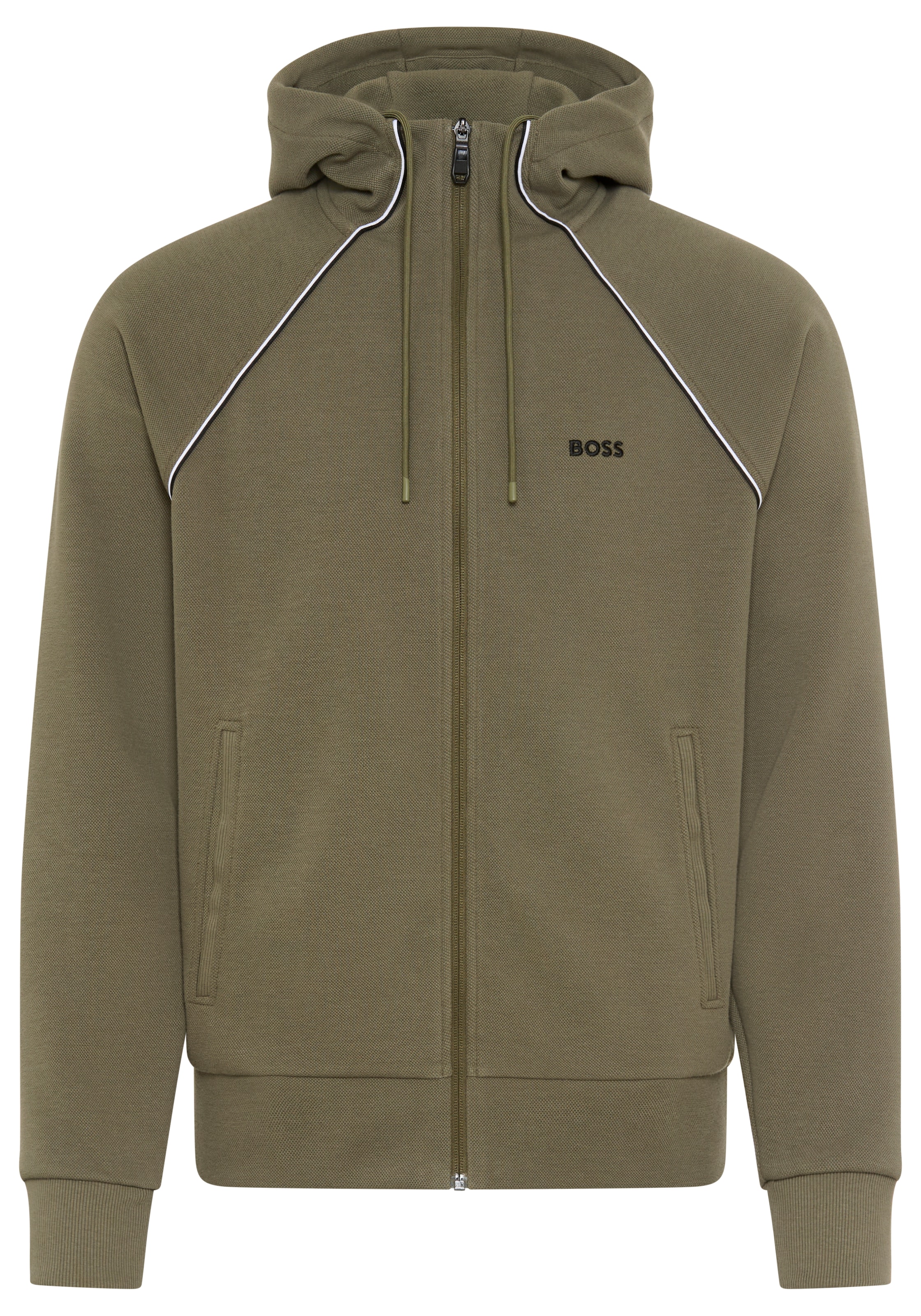 BOSS GREEN Sweatjacke mit Kapuze, Regular Fit, Eingrifftaschen