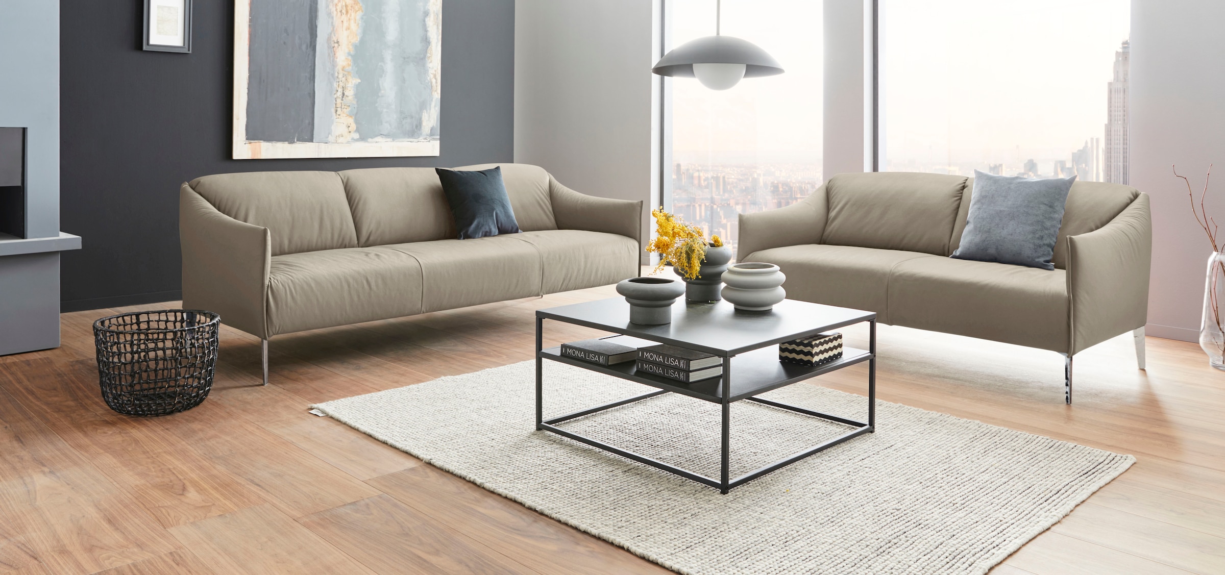 W.SCHILLIG 2,5-Sitzer »sally« mit Metall-Winkelfüßen in Chrom glänzend, Breite 174 cm