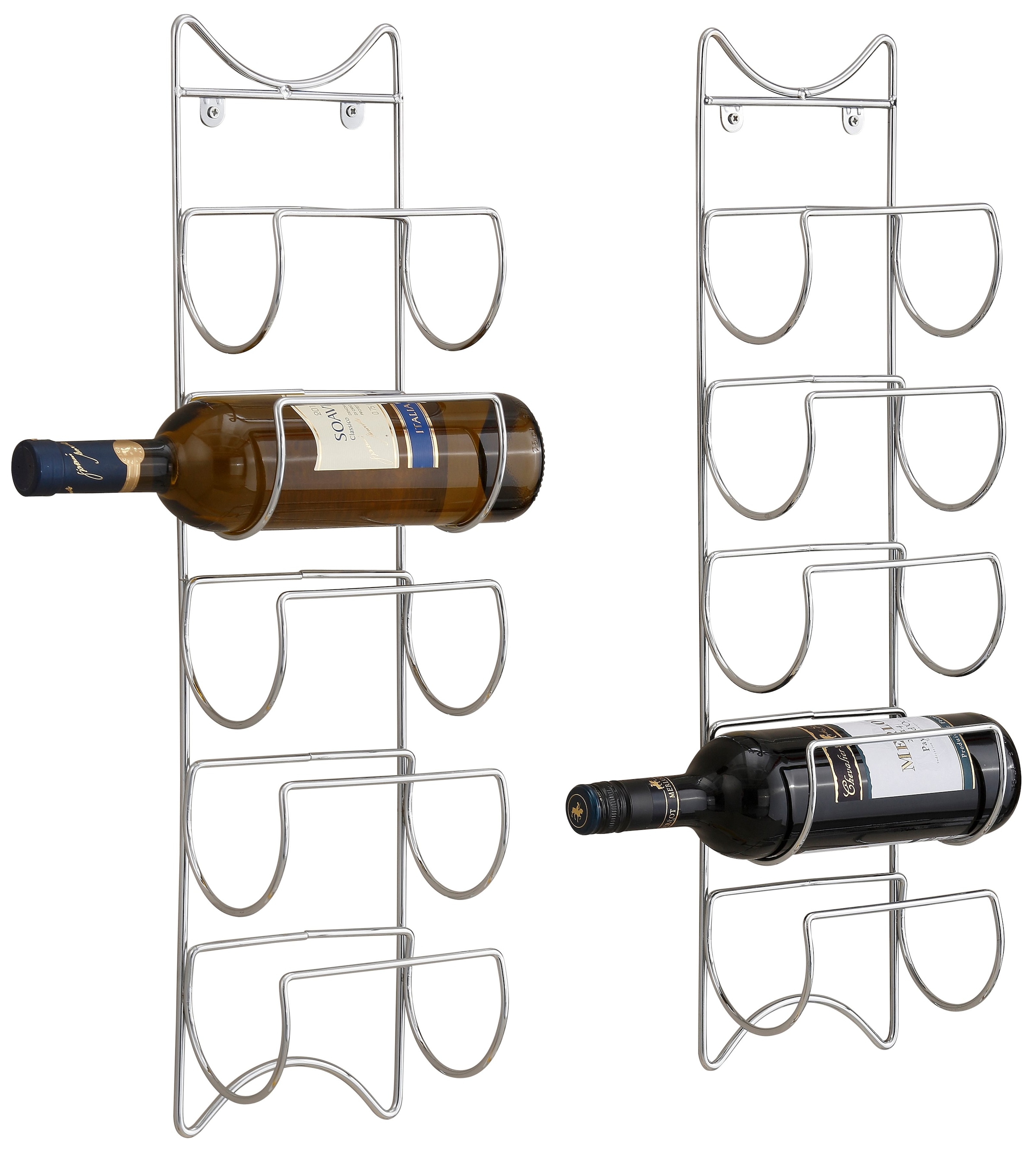 Zeller Present Flaschenregal Set, 2 Stk. tlg. aus hochwertig verchromtem Metall gefertigt