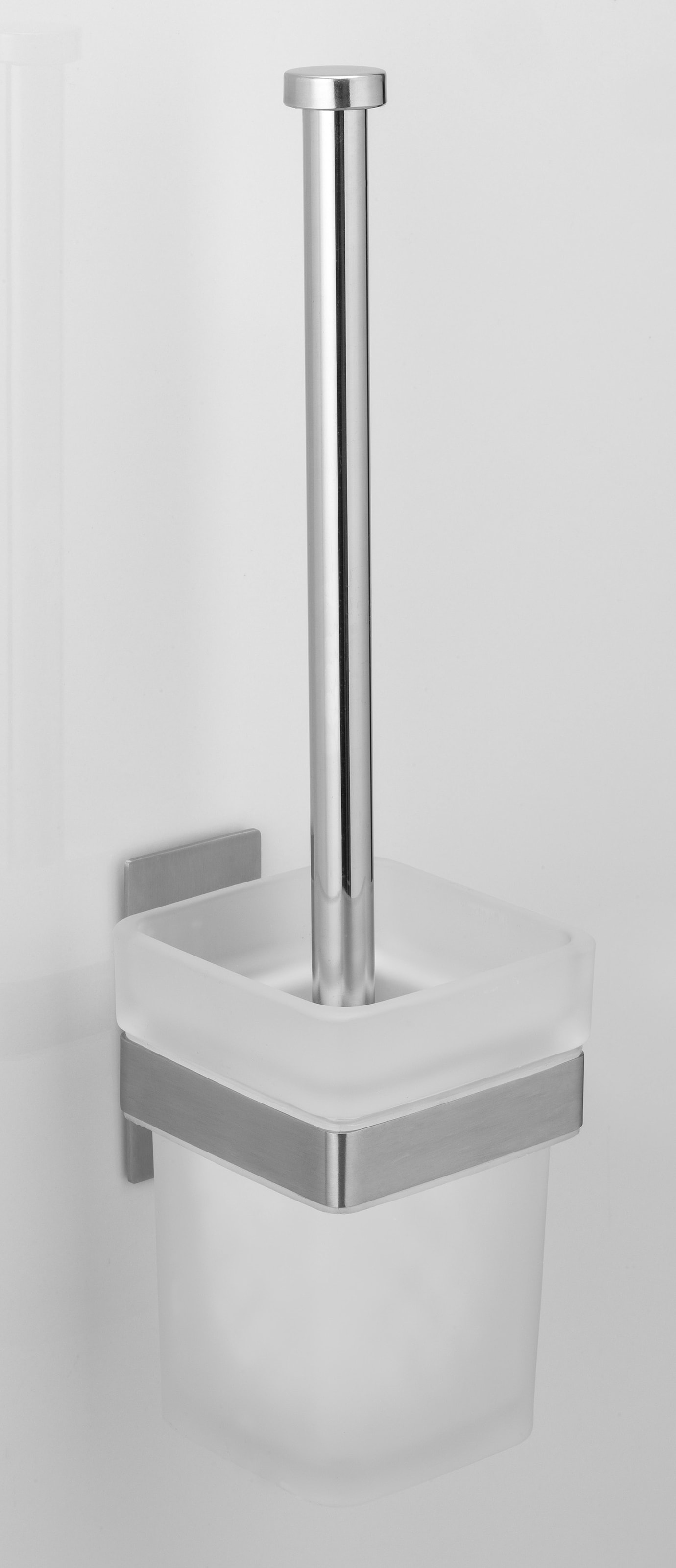 WENKO WC-Garnitur »Turbo-Loc® Genova« aus Edelstahl | Glas matt, mit abnehmbaren Behälter, mit Turbo-Loc Befestigung