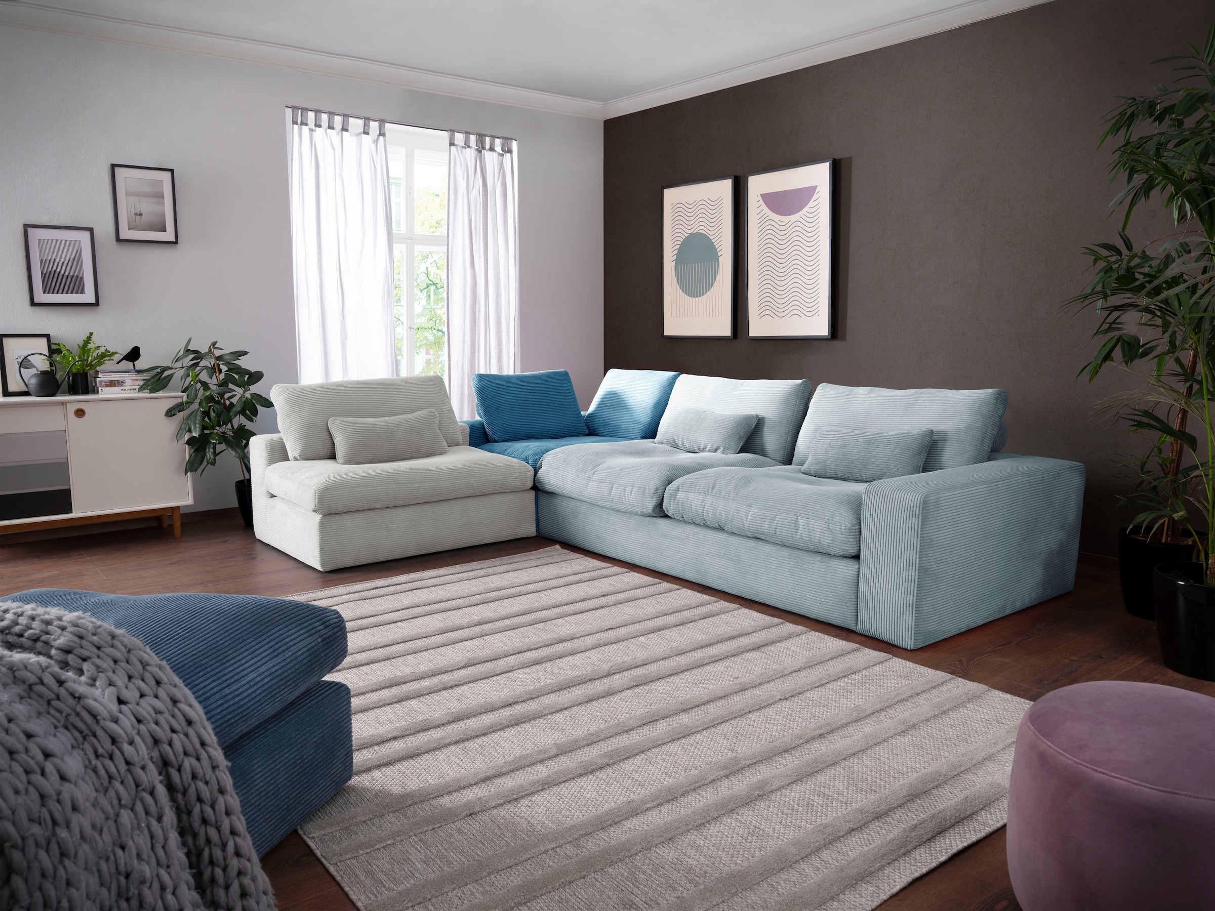 alina Ecksofa »Sandy«, mit losen Sitz und Rückenkissen, in modernem Cordstoff