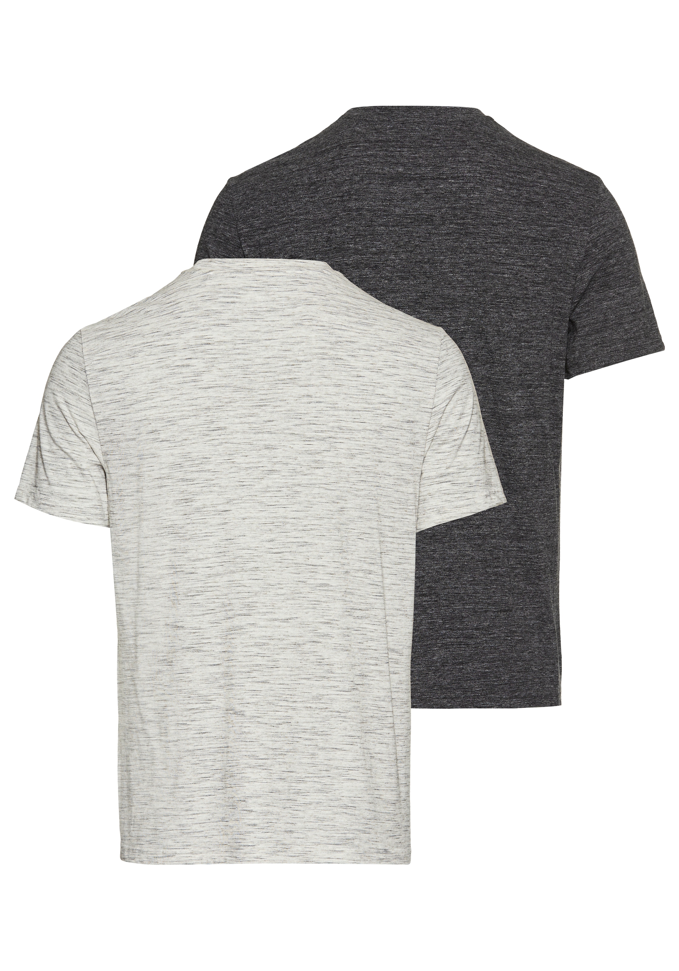 DELMAO T-Shirt Packung, 2-er Pack,  in hochwertiger Melange-Optik mit dezenter Logo-Stickerei