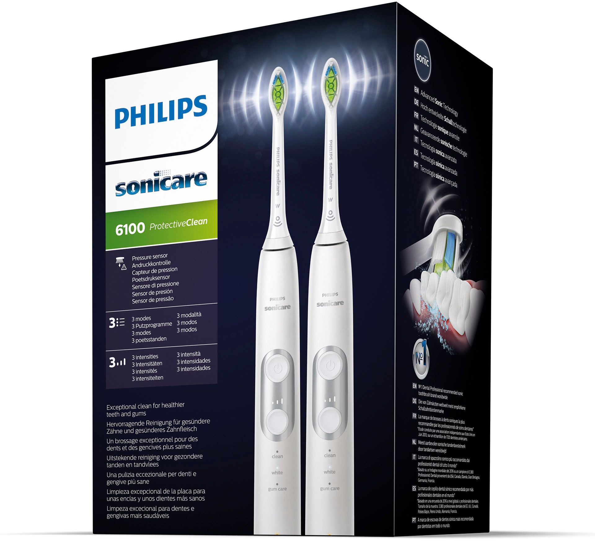 Philips Sonicare Elektrische Zahnbürste »HX6877/34«, 2 St. Aufsteckbürsten,  Protective Clean 6100, Doppelpack, mit 3 Putzprogrammen mit 3 Jahren XXL  Garantie