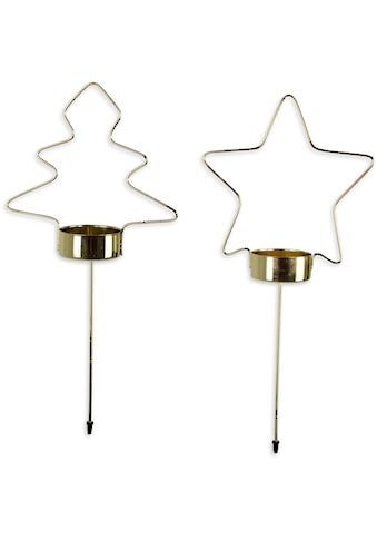 Teelichthalter »Weihnachtsdeko«, (Set, 8 St., aus Sternen und Bäumen)