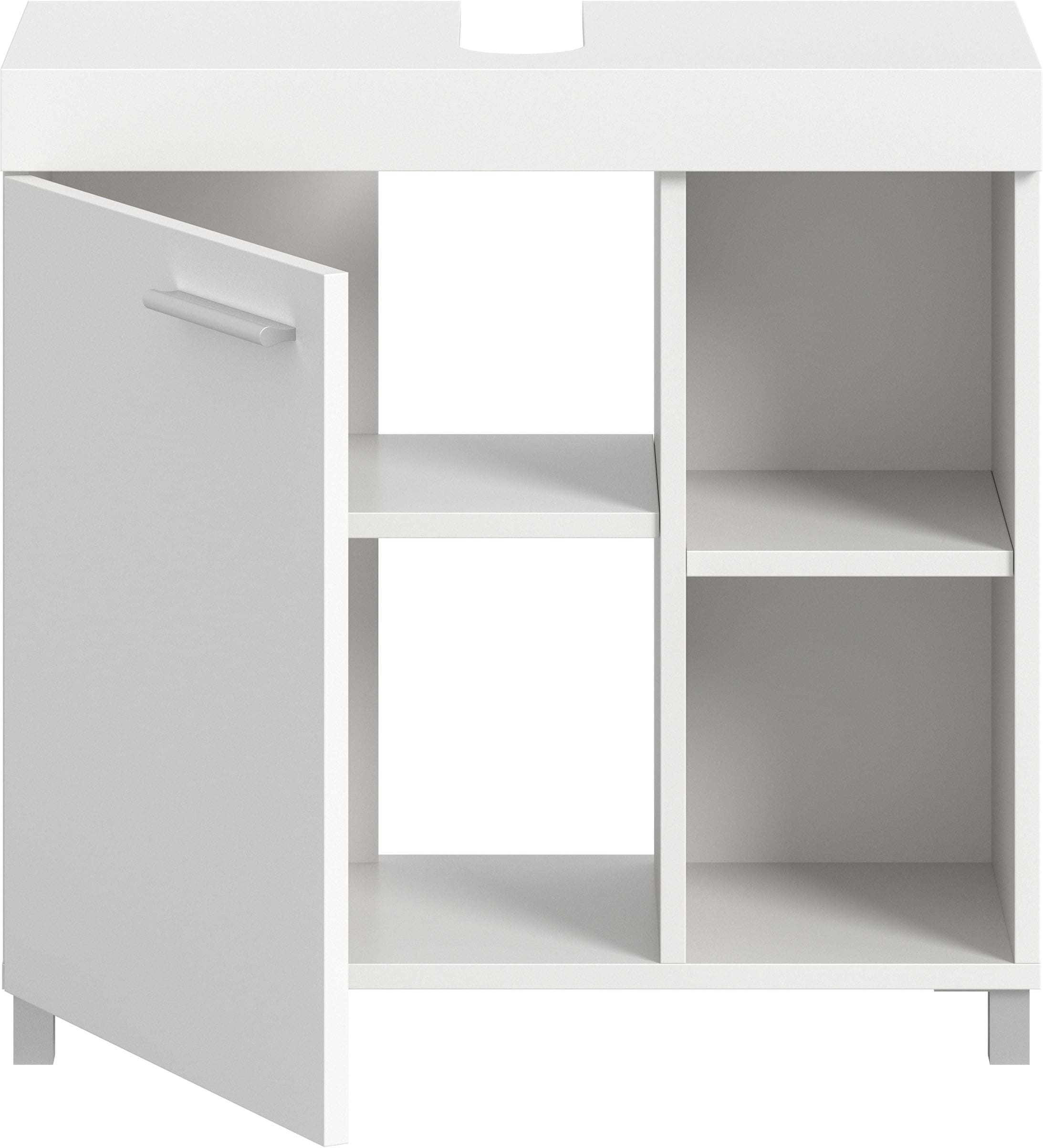 welltime Waschbeckenunterschrank »HANO,  Badezimmer, WBU, Waschtisch,  Kommode, Unterschrank« in 2 verschiedenen Farben und 2 verschiedenen Ausstattungen erhältlich,  1 Tür, 2 höhenverstellbare E-Böden, 4 Fächer, mit Siphonausschnitt