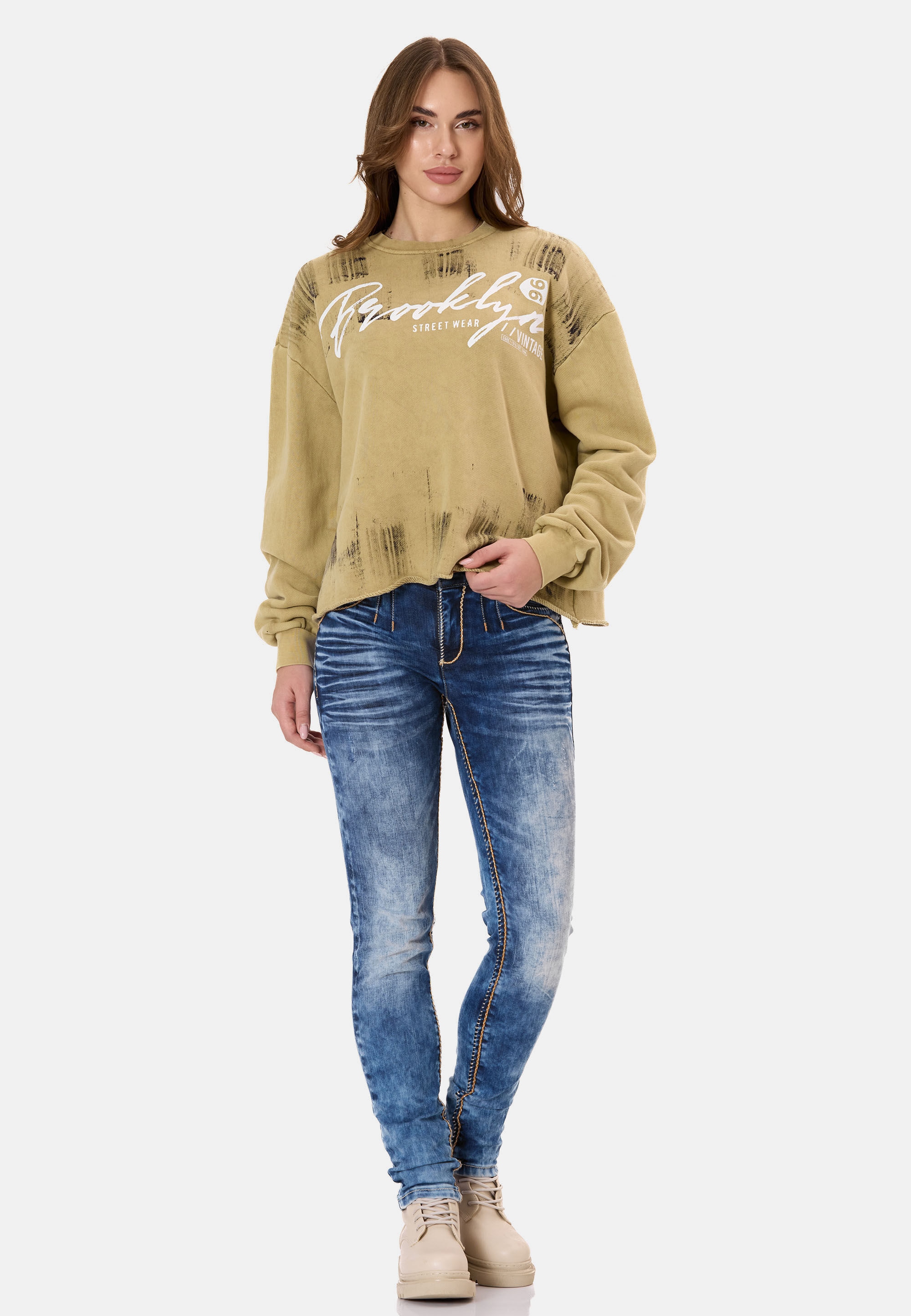 Cipo & Baxx Sweatshirt »WL375«, mit Brush-Muster

