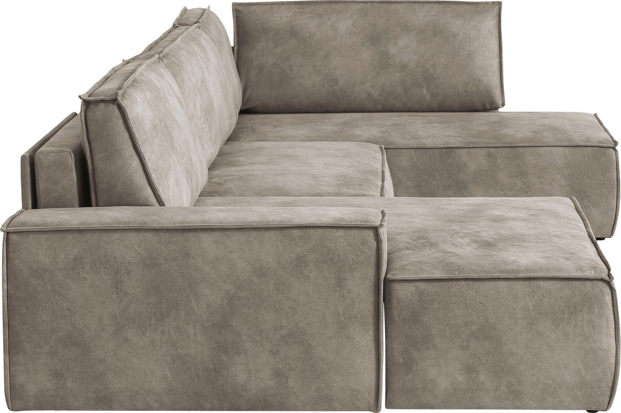 Home affaire Wohnlandschaft »SHERWOOD 329 cm, U-Form, Schlafsofa,«, Schlaffunktion m. Bettkasten (194x139 cm), Cord, Vintage, Samtvelours