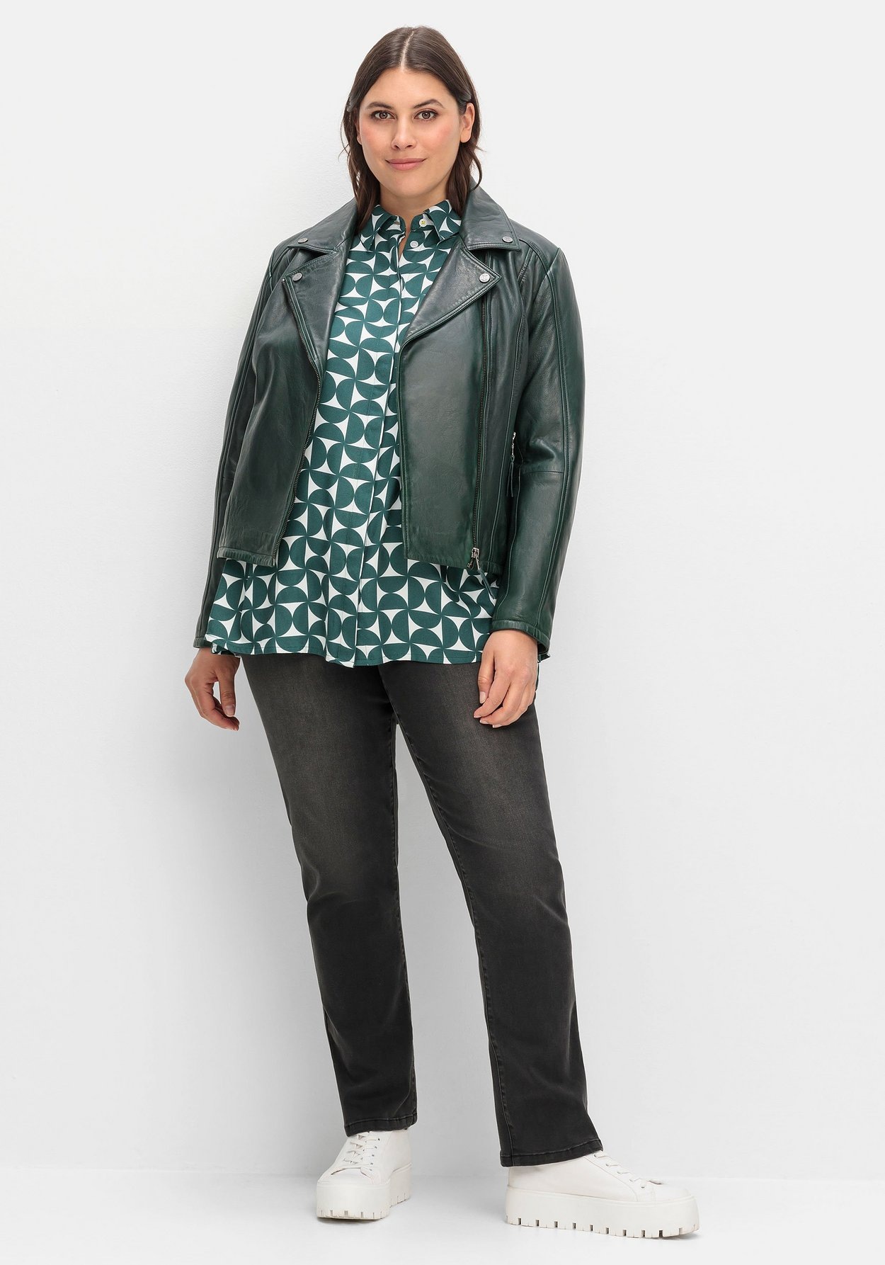 Sheego Lederjacke »Bikerjacke aus Lammnappa, im Biker-Stil«