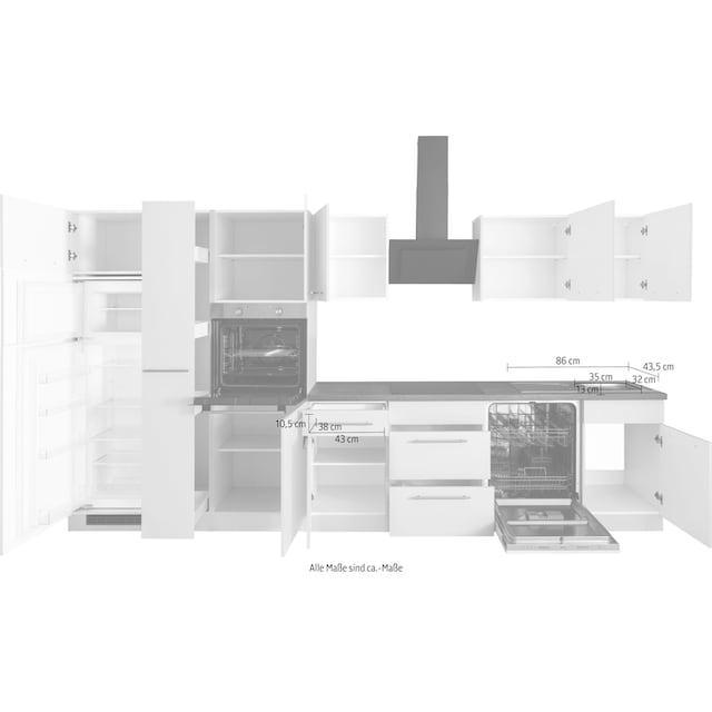 wiho Küchen Küchenzeile »Unna«, mit E-Geräten, Breite 370 cm auf Rechnung  kaufen