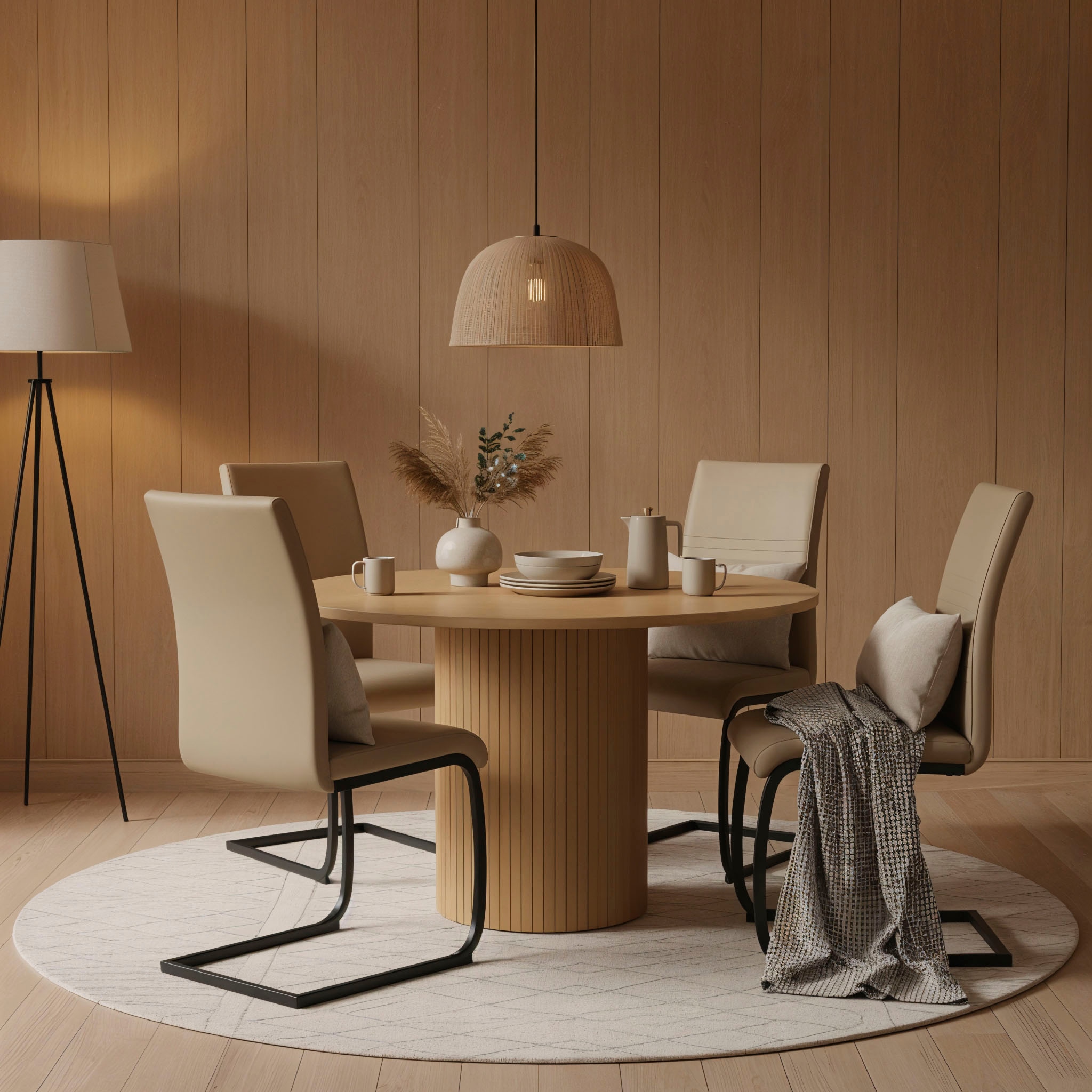 Home affaire Esstisch Sockel mit Lamellendesign