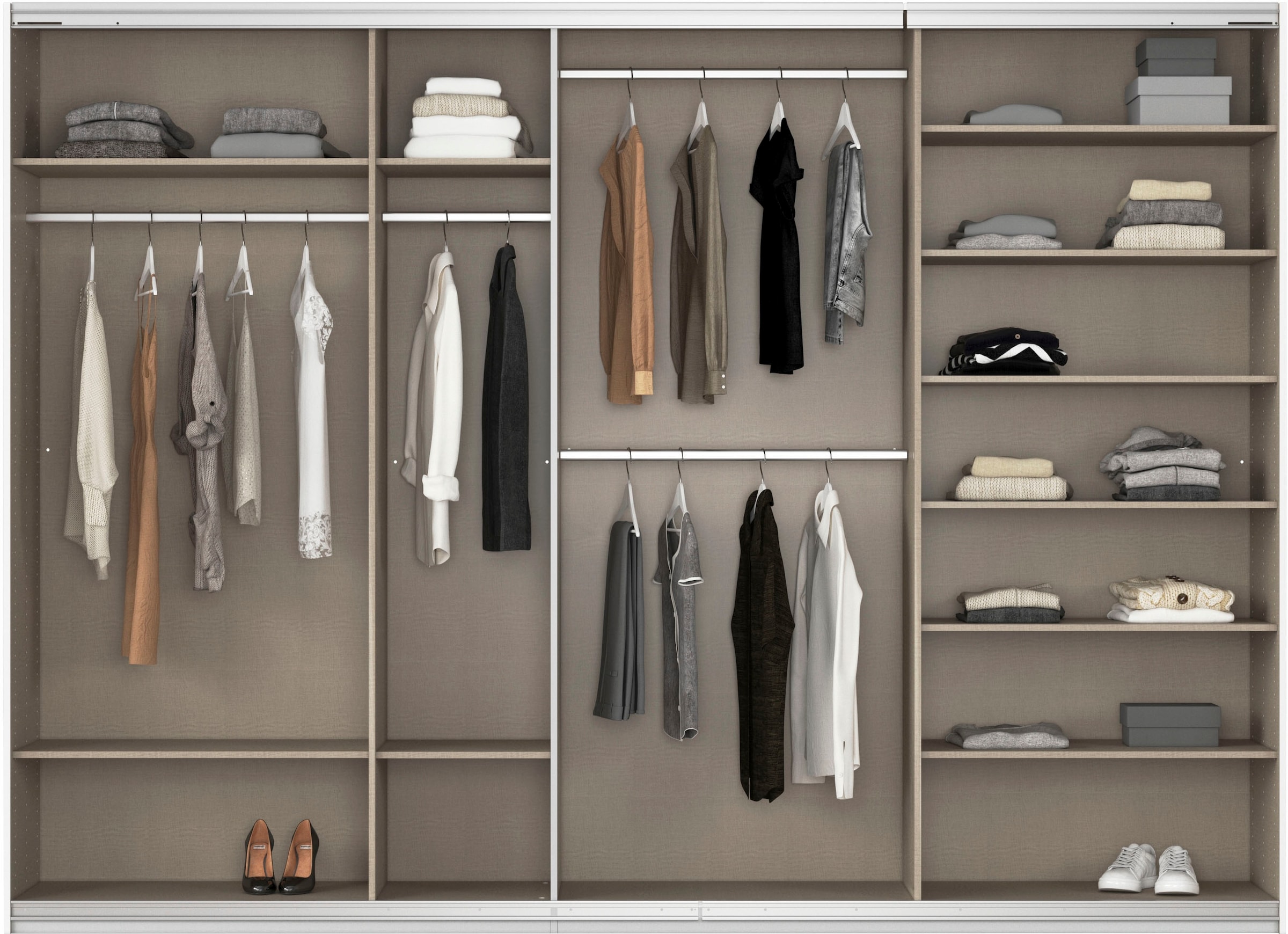 rauch Schwebetürenschrank »Kleiderschrank Schrank OTTO´S CHOICE Garderobe AGORDO«, (in zwei Griff-Farben), Top Innenausstattung, in 4 Breiten und 2 Höhen MADE IN GERMANY