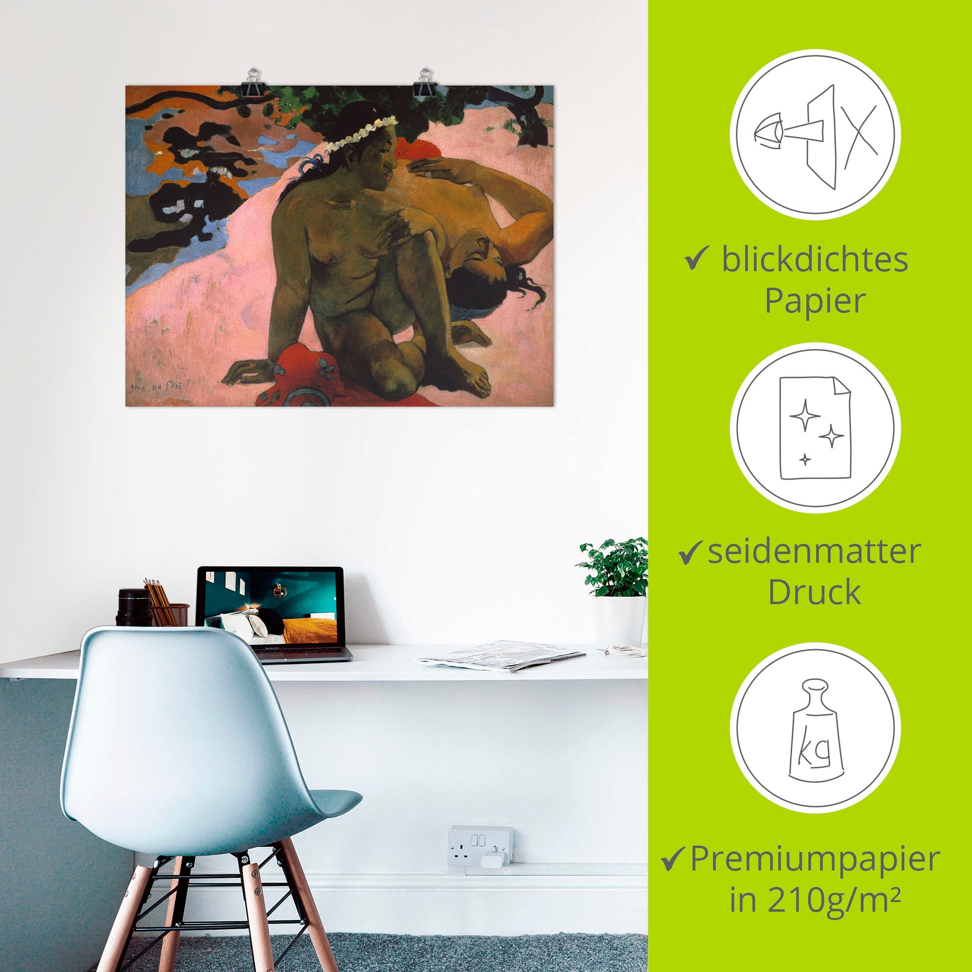 Artland Kunstdruck »AHA OE FEII? (Bist du eifersüchtig?)«, Frau, (1 St.), als Leinwandbild, Wandaufkleber oder Poster in versch. Größen
