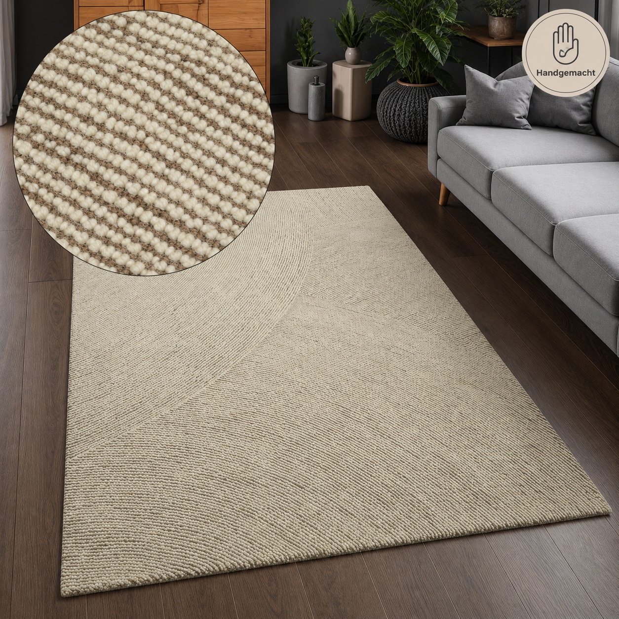 OTTO home Wollteppich »Liviaa, handgewebt, Wolle« rechteckig 18 mm Höhe Zen, Skandi, Hygge, Natur, Wohnzimmer, Schlafzimmer, Esszimmer