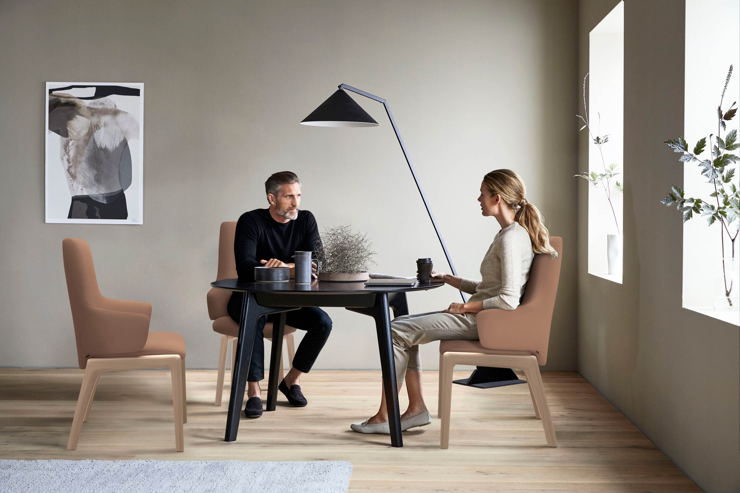 Stressless® Polsterstuhl »Laurel«, Leder BATICK, High Back mit Armlehne, Größe L, mit abgerundeten Beinen in Eiche