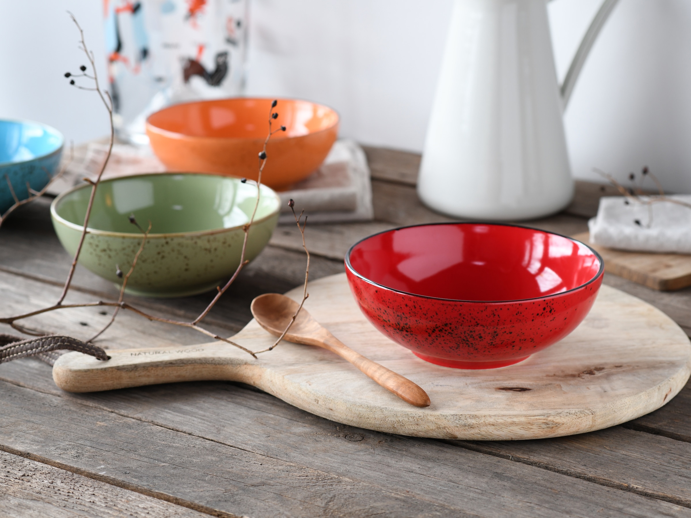 CreaTable Schale »Nature Collection, Smoothie Bowl 4-tlg« 4 Stk. aus Steinzeug Handwerklicher Look, Vintage