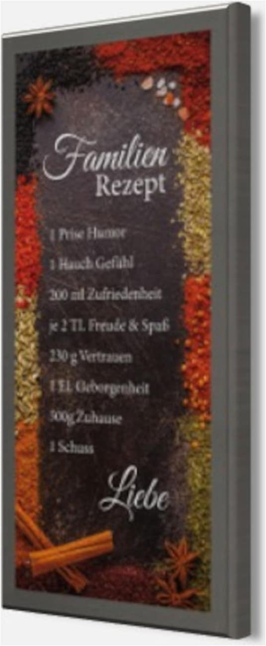 Bönninghoff Bild mit Rahmen »Wandbild gerahmt GEWÜRZE MIT FAMILIENREZEPT 23x49 cm – Wanddeko« Gewürze | Lebensmittel | Sprüche | Sprüche & Texte 1 Stk. tlg. mit dekorativem Rahmen