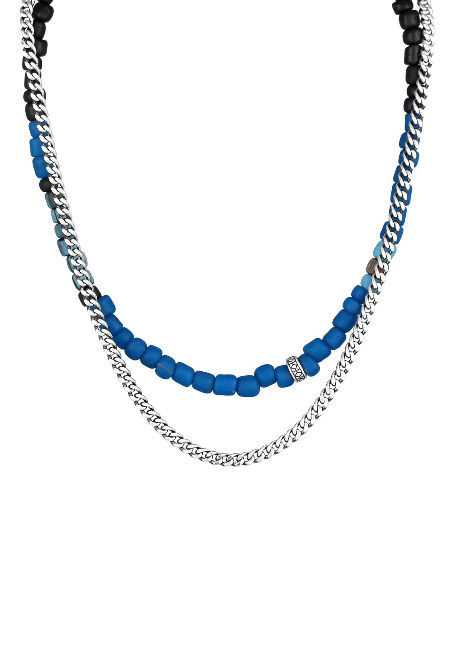 Kuzzoi Silberkette »Halskette Panzerkette Glas Beads Set 925 Silber«