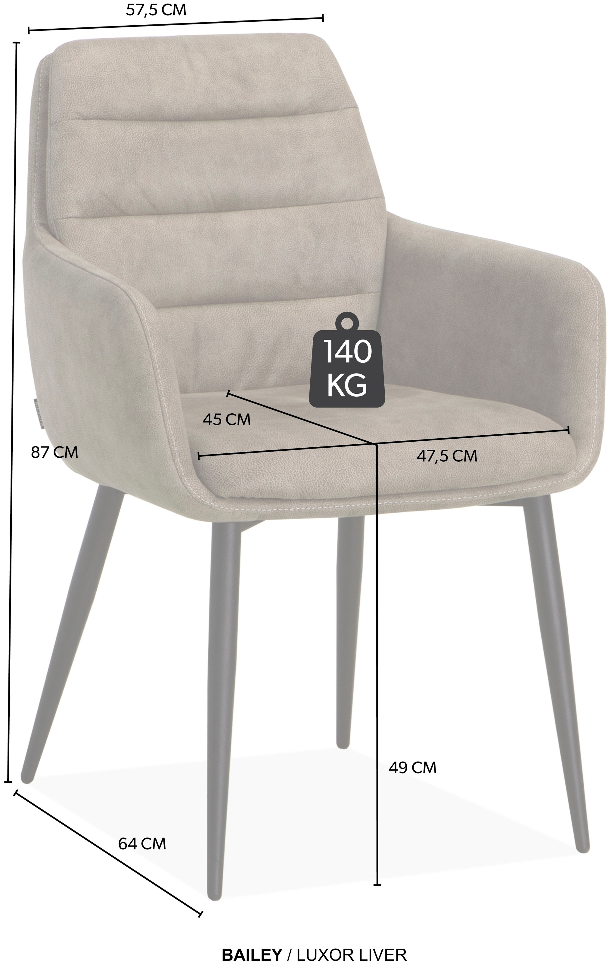 OMG Design Armlehnstuhl »Bailey« (Set) 1 Stk.Schalenstuhl, Esszimmerstuhl, pflegeleichter Bezug