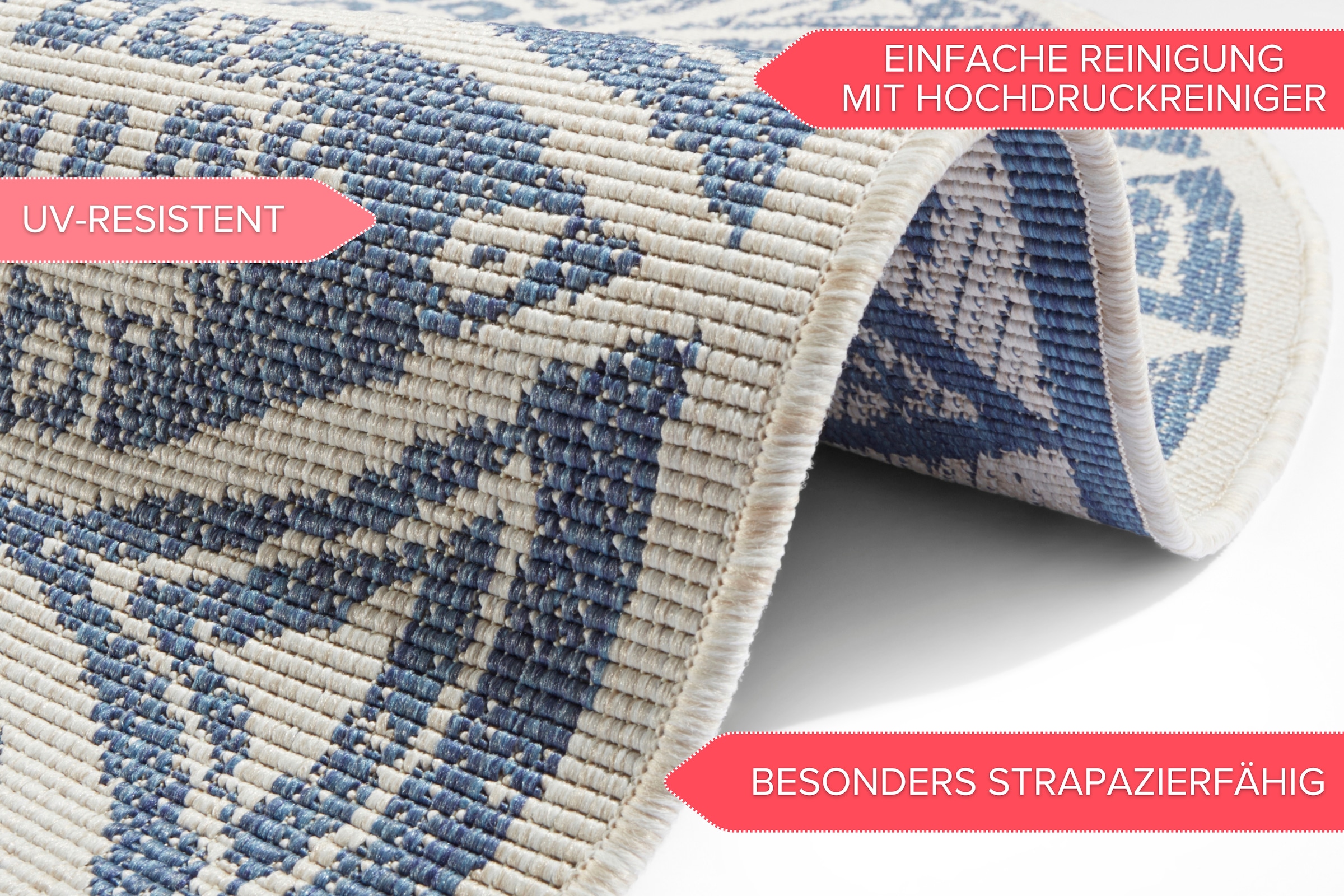 freundin Home Collection Teppich »Lilja Wendeteppich«, rund, 5 mm Höhe, In-& Outdoor, beidseitig, Wetterfest, Balkon, Garten, Wohnzimmer
