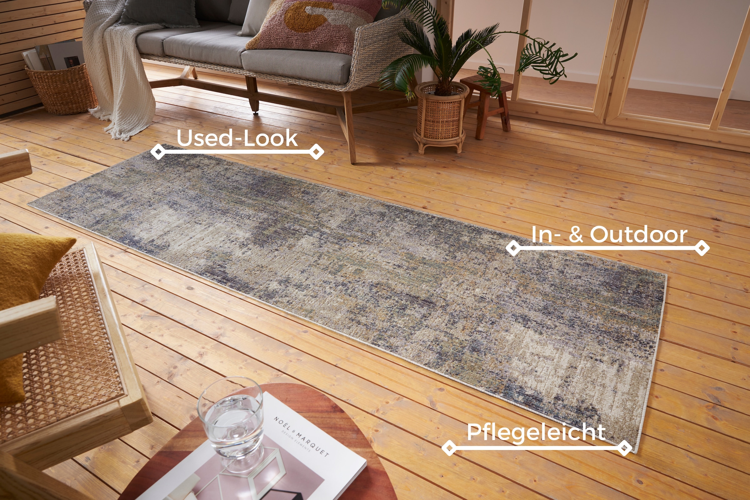 HANSE Home Teppich »Gizeh«, rechteckig, 3 mm Höhe, In-& Outdoor, Läufer, Wetterfest, Balkon, Wohnzimmer, Orient